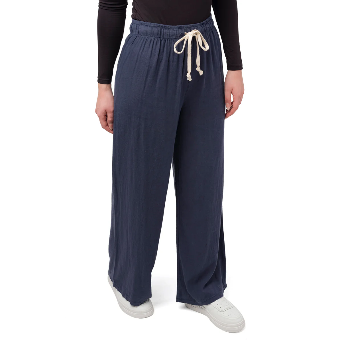 Pantaloni lunghi da donna blu misto lino Swish Jeans