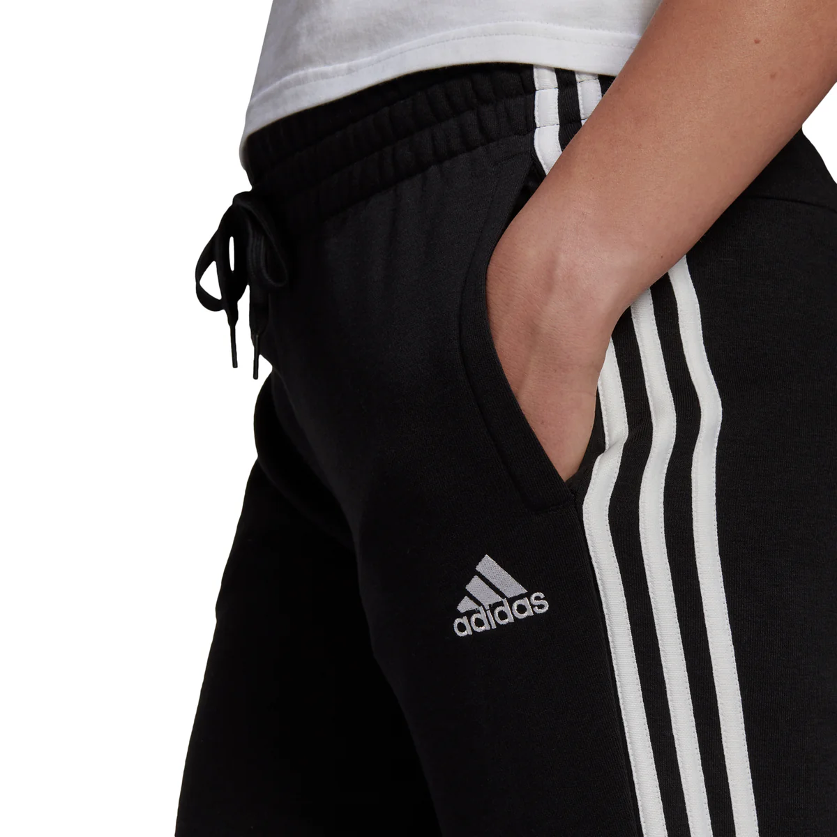 Pantaloni neri adidas Essentials French Terry 3-Stripes - Image 4