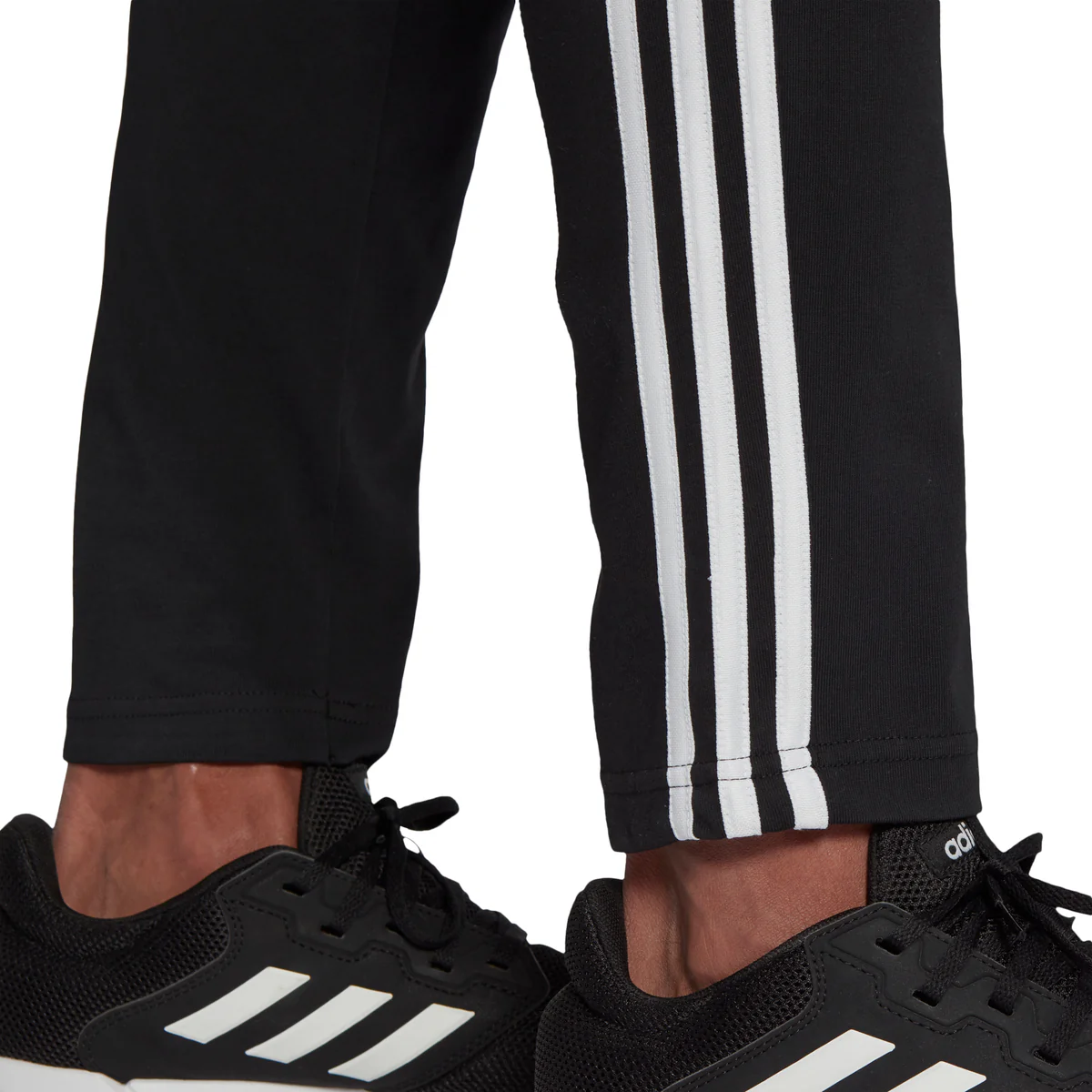 Pantaloni neri adidas Essentials Single Jersey Tapered Open Hem 3-Stripes - Image 5