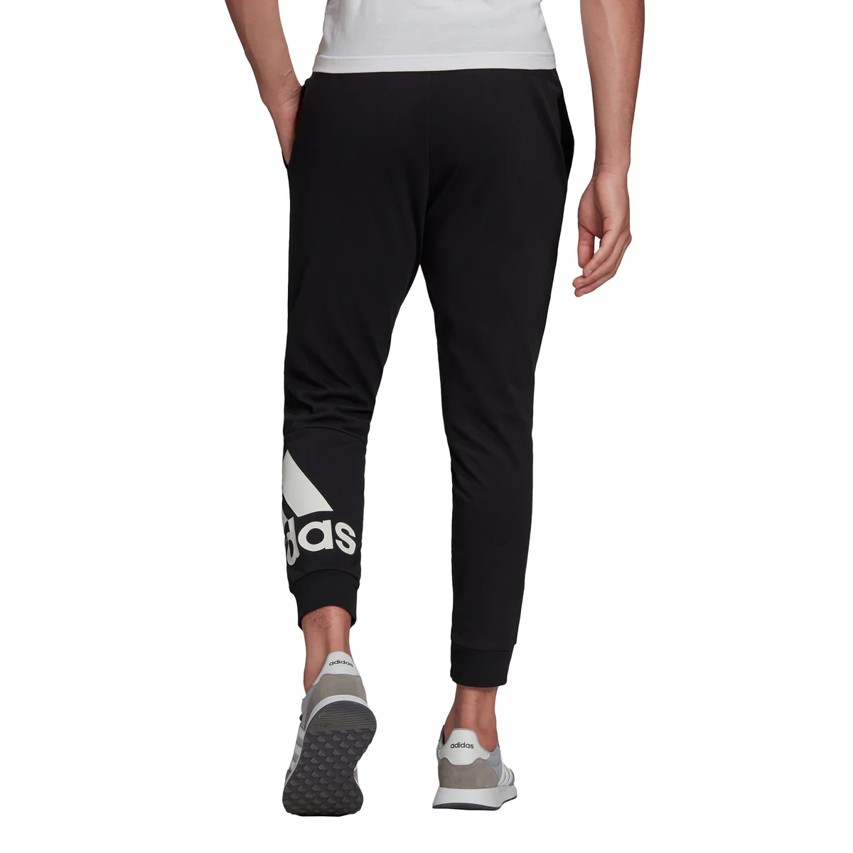 Pantaloni neri da uomo adidas Essentials Big Logo Single Jersey 7/8 - Image 3