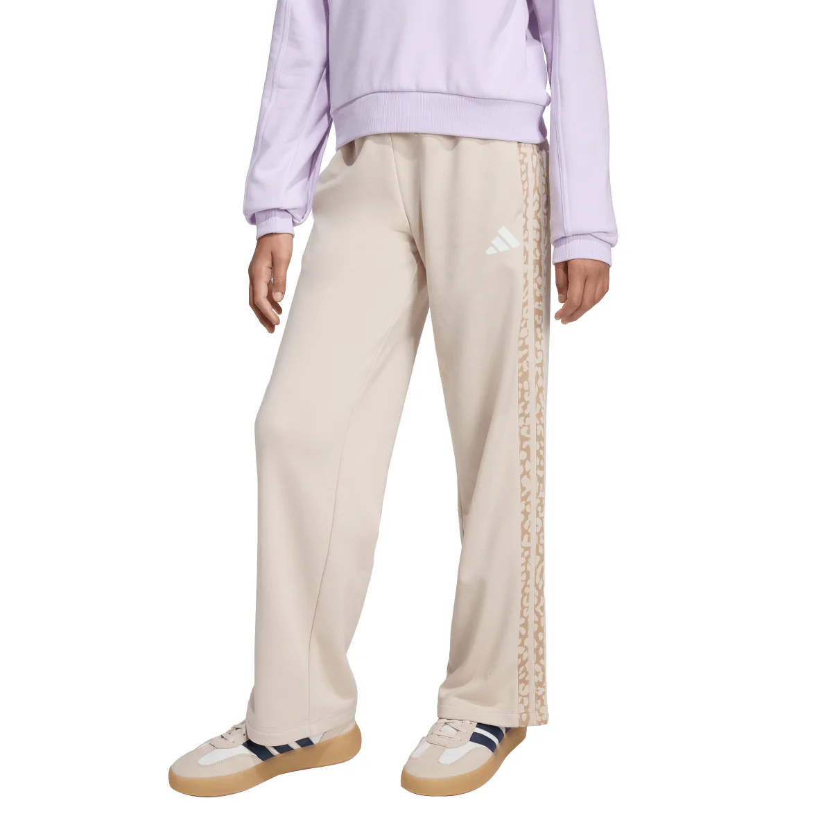 Pantaloni sportivi bambina beige adidas con stampa animalier laterale
