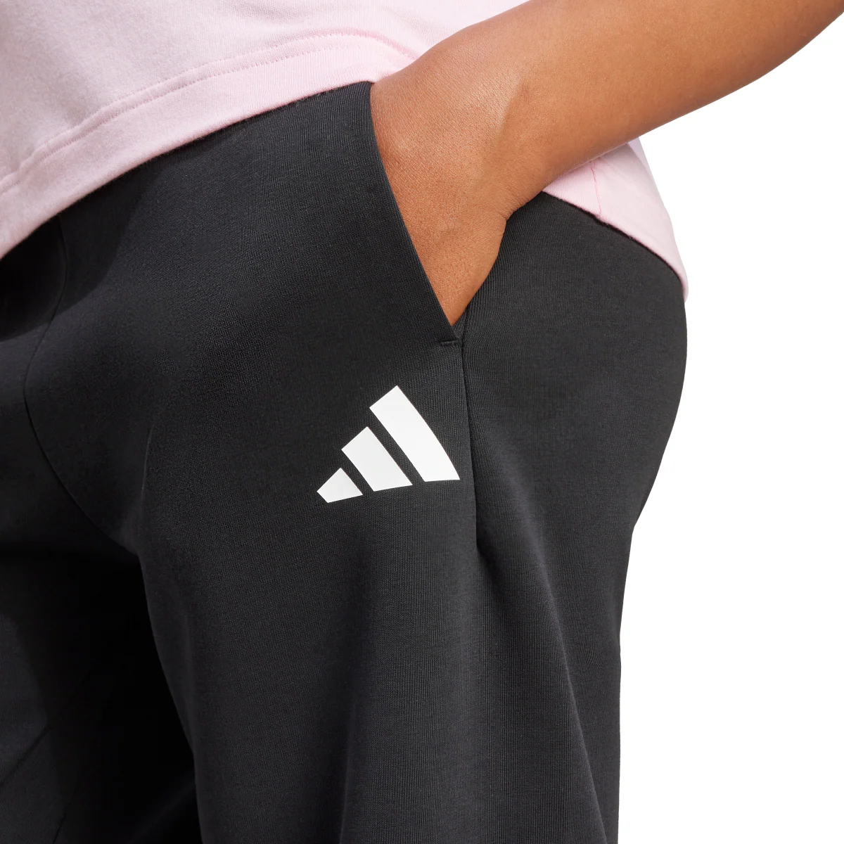 Pantaloni sportivi da donna neri con maxi strisce bianche adidas - Image 2