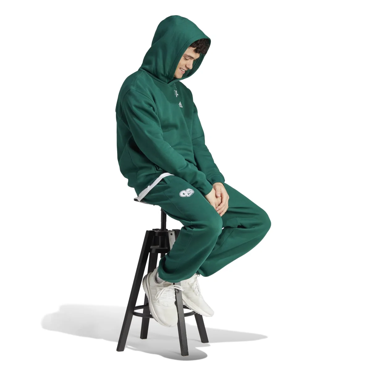 Pantaloni verdi da uomo con con dettagli bianchi adidas Scribble Fleece - Image 4