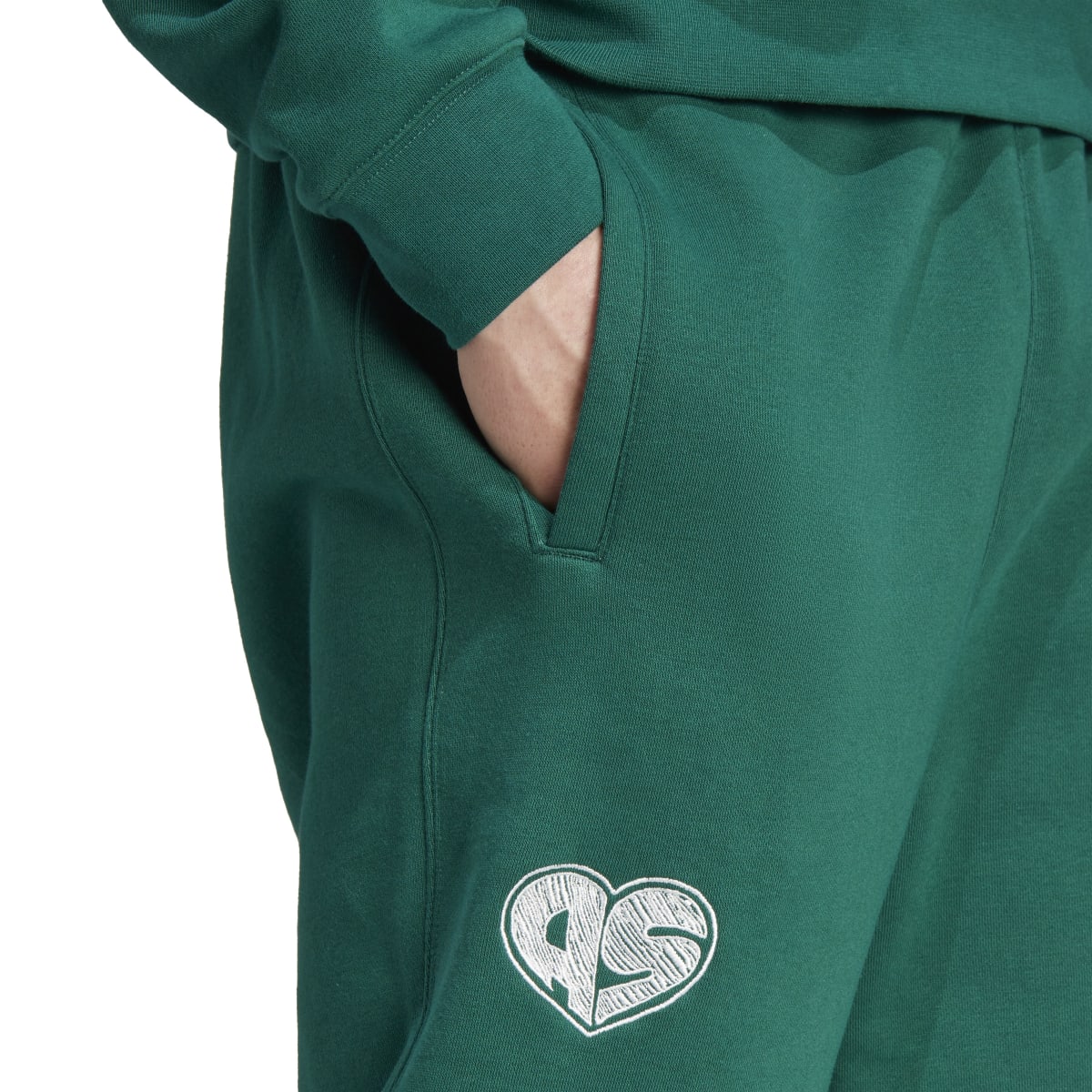 Pantaloni verdi da uomo con con dettagli bianchi adidas Scribble Fleece - Image 5