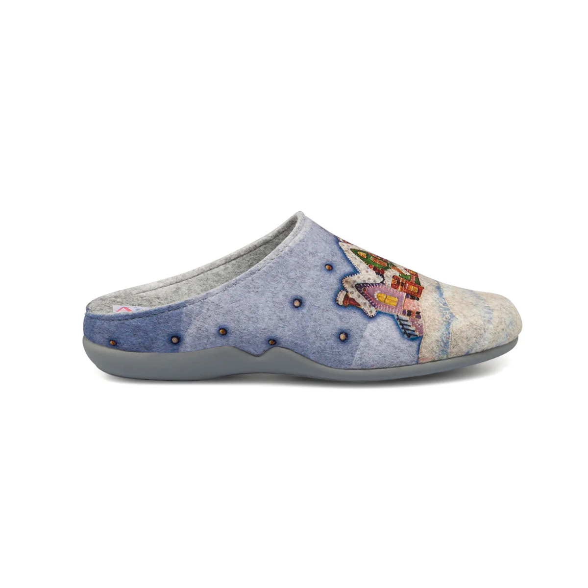 Pantofole azzurre e grigie da donna con stampa invernale Aday's