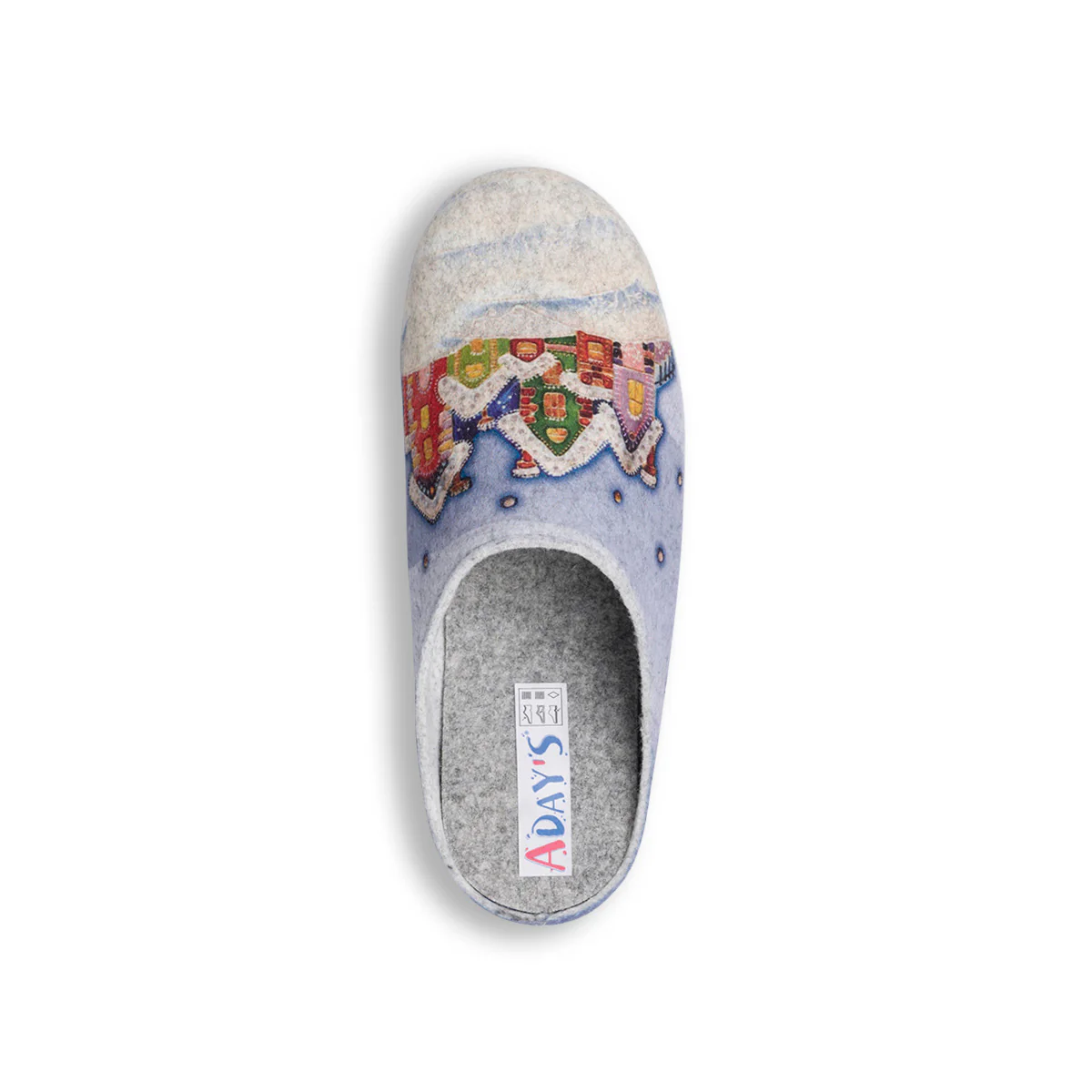 Pantofole azzurre e grigie da donna con stampa invernale Aday's - Image 7