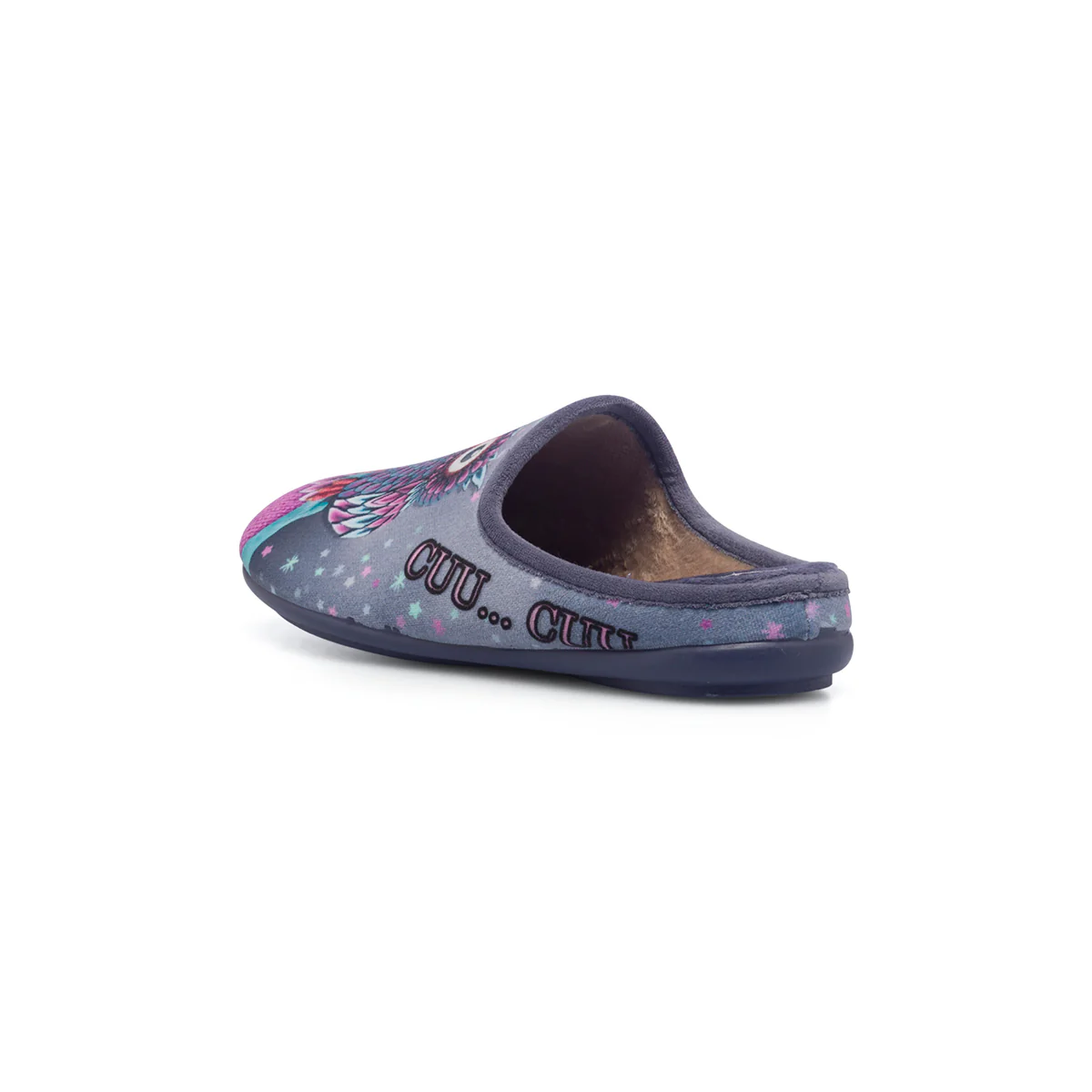 Pantofole azzurre in tessuto da donna con stampa gufetto Aday's - Image 3