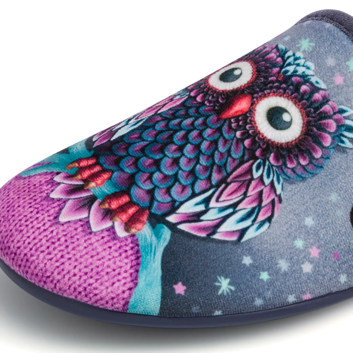 Pantofole azzurre in tessuto da donna con stampa gufetto Aday's - Image 5