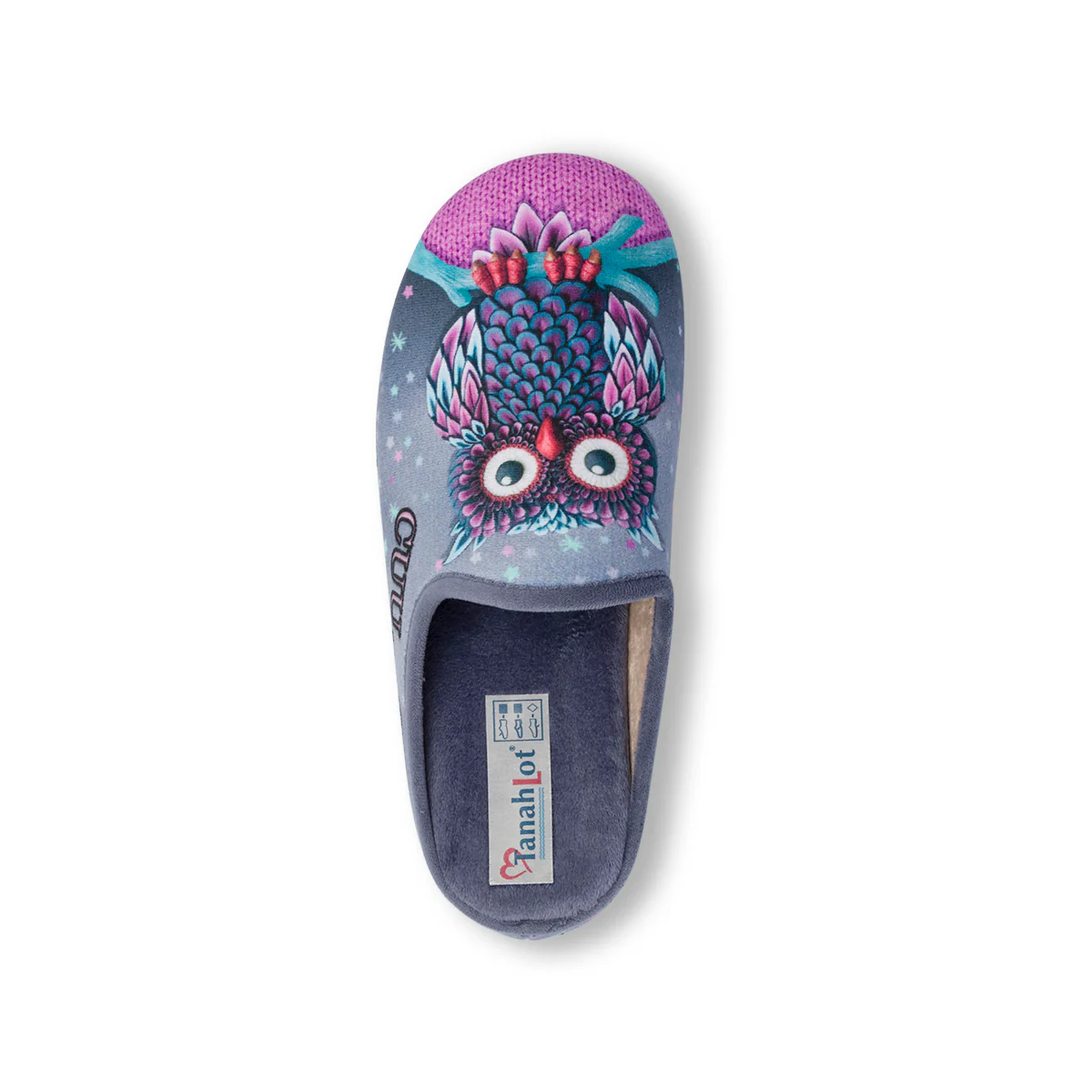 Pantofole azzurre in tessuto da donna con stampa gufetto Aday's - Image 7