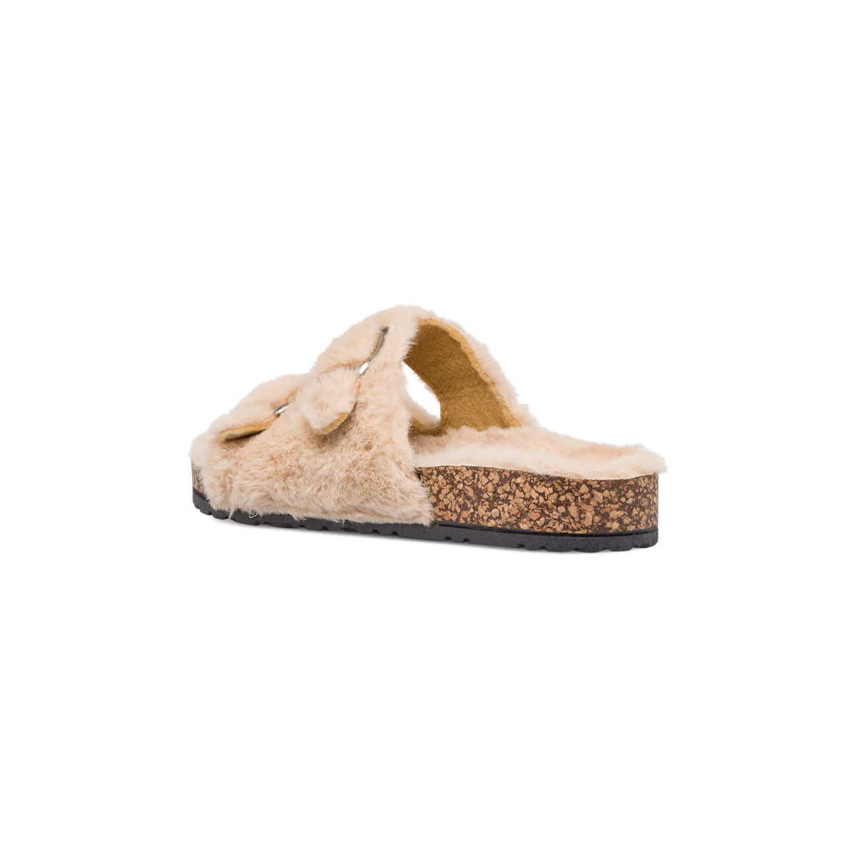Pantofole beige da donna con pelo e doppio cinturino Claudia Ghizzani - Image 3