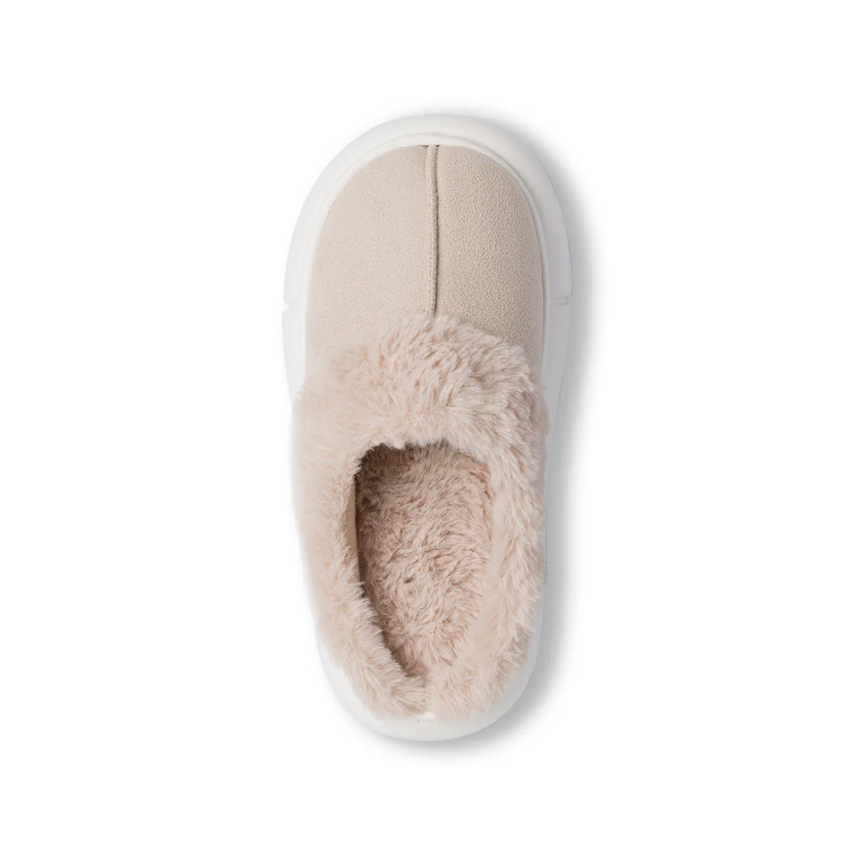 Pantofole beige da Donna effetto scamosciato con pelo Jog - Image 5