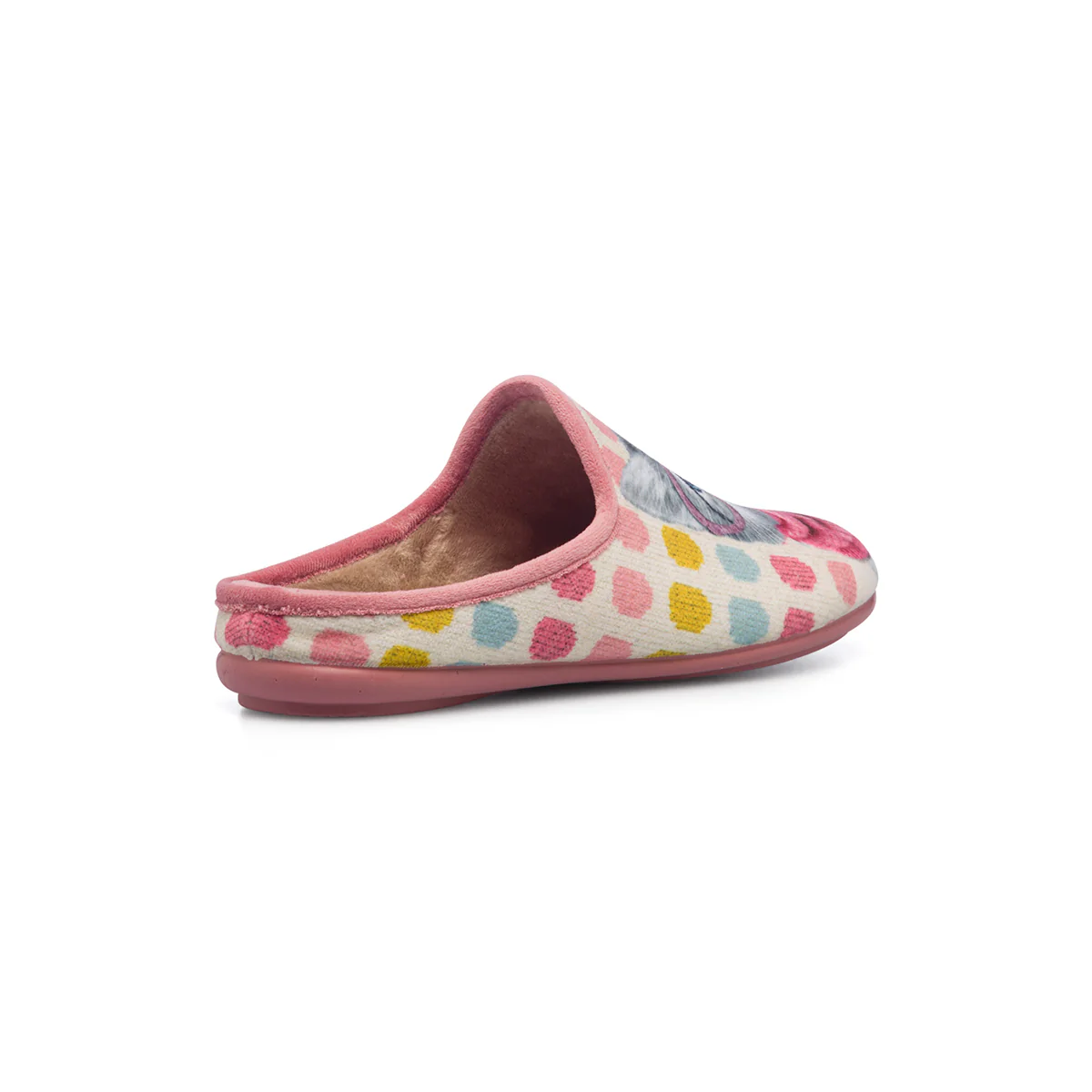 Pantofole beige e rosa in tessuto da donna con stampa gattino Aday's - Image 3
