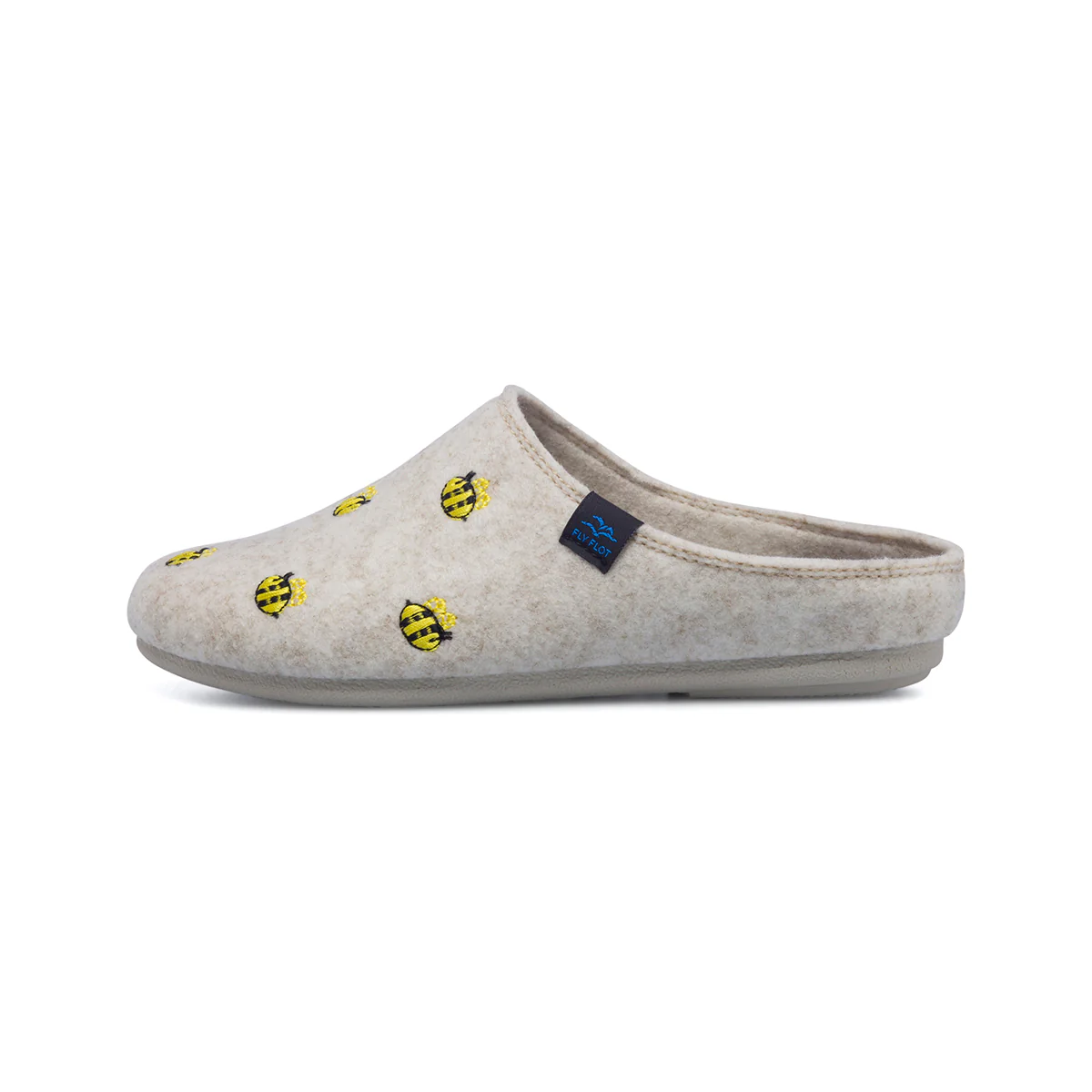 Pantofole beige in tessuto da donna con ricami Fly Flot