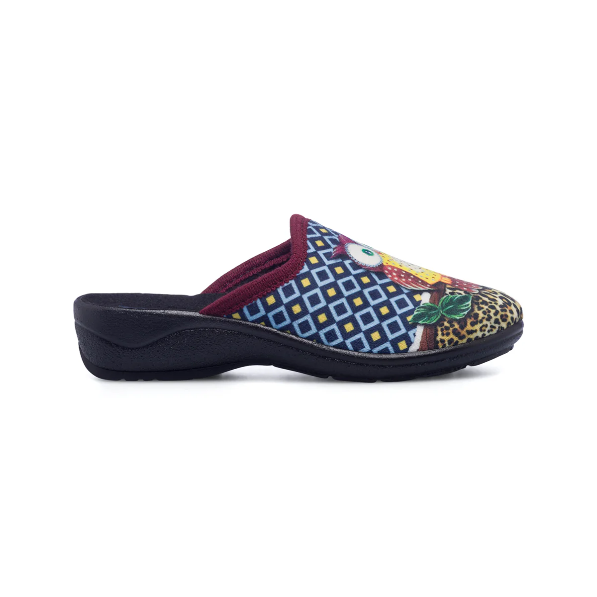 Pantofole blu da donna con civetta Edhonè