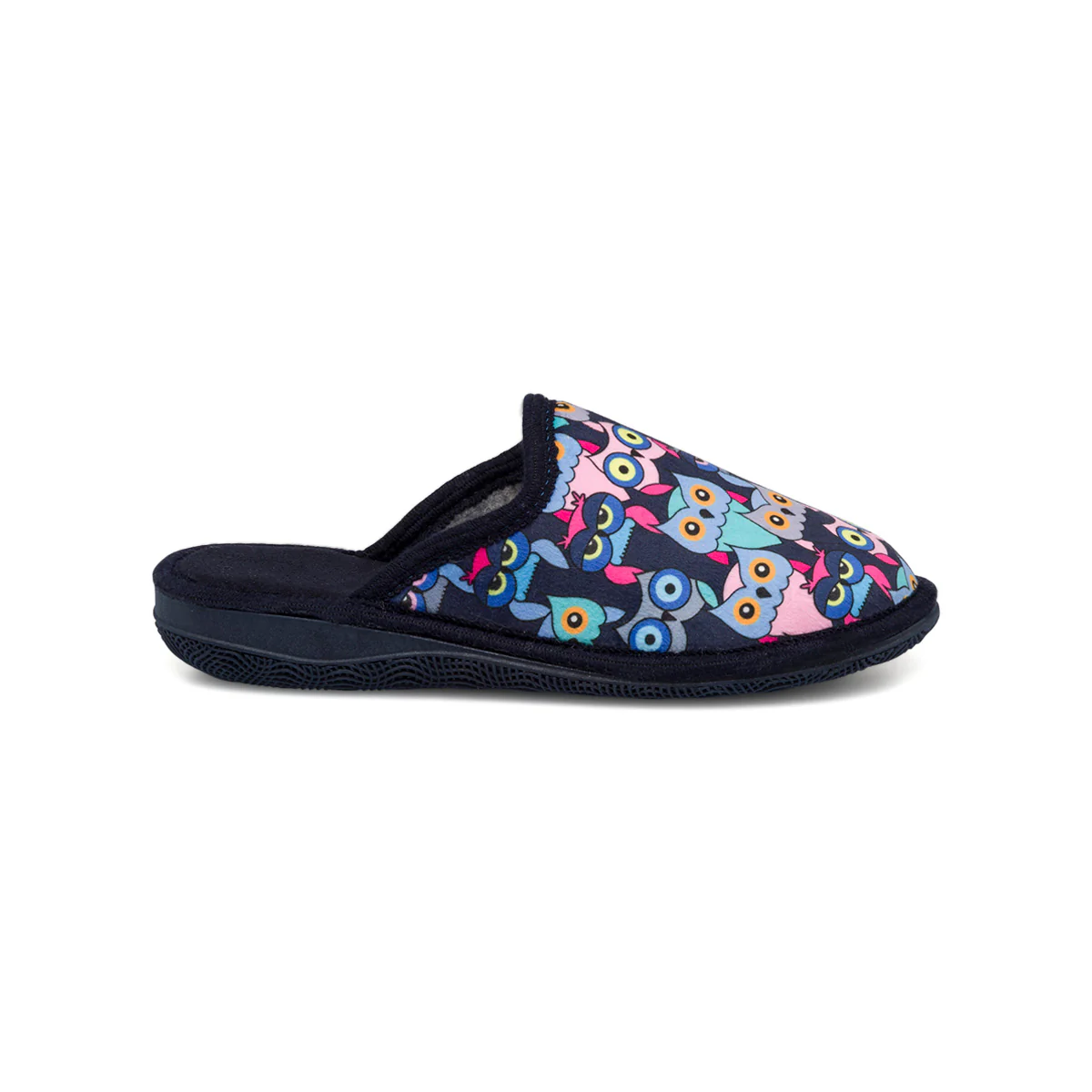 Pantofole blu da donna con gufetti Italia Trend