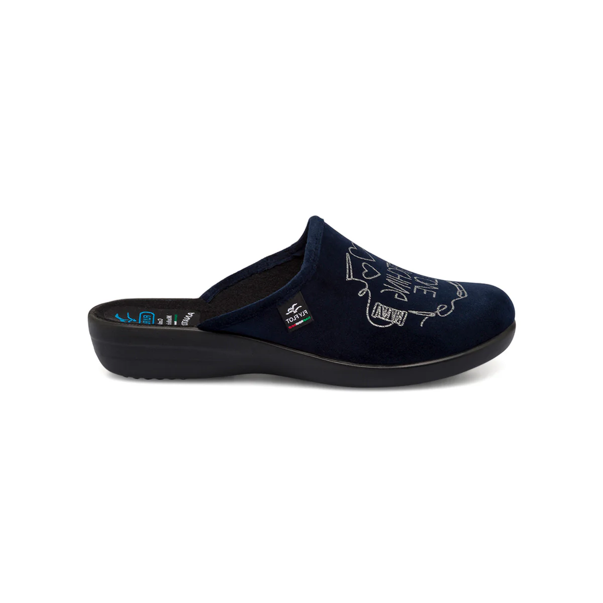 Pantofole blu da donna con sottopiede anatomico Fly Flot
