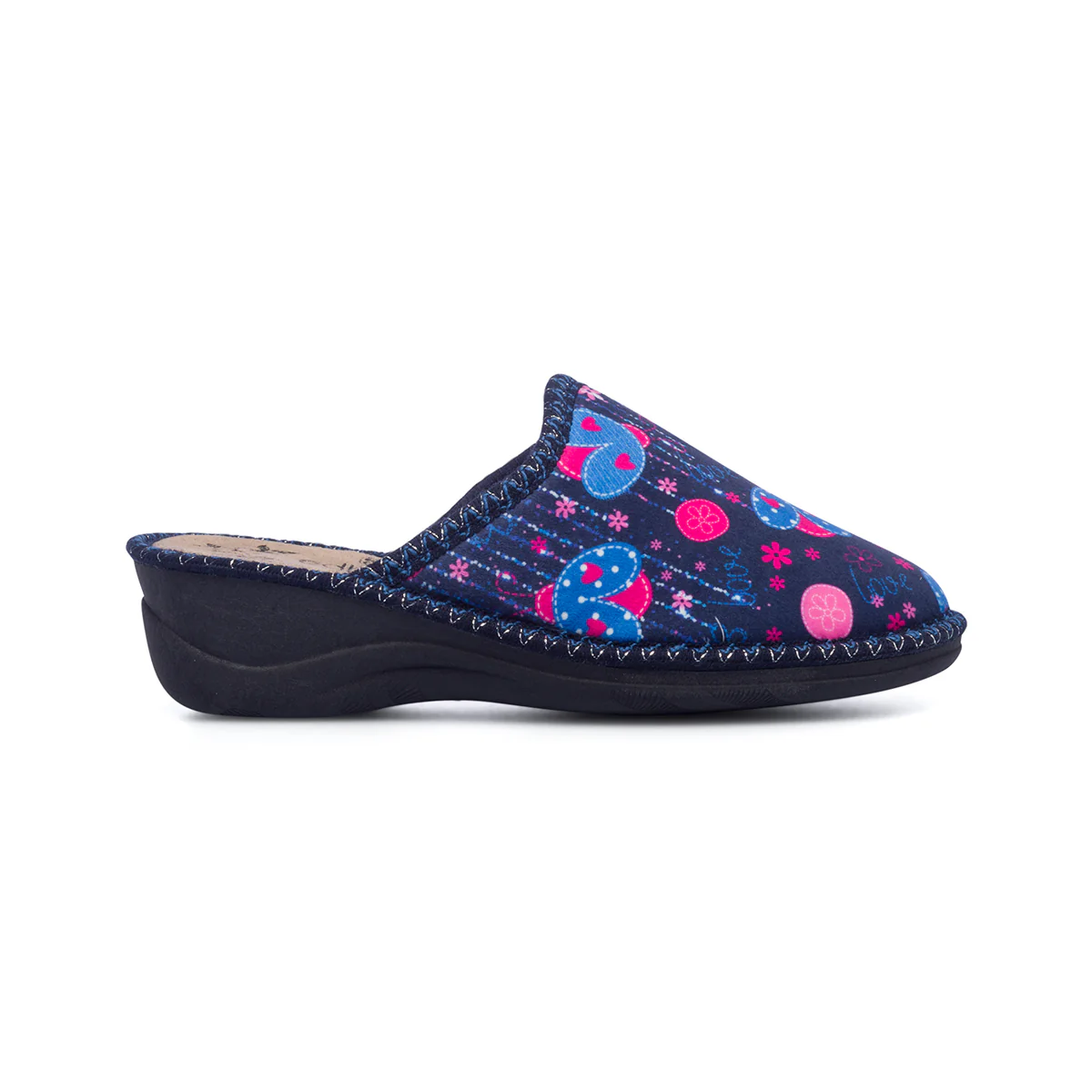 Pantofole blu da donna con stampa a contrasto Edhonè