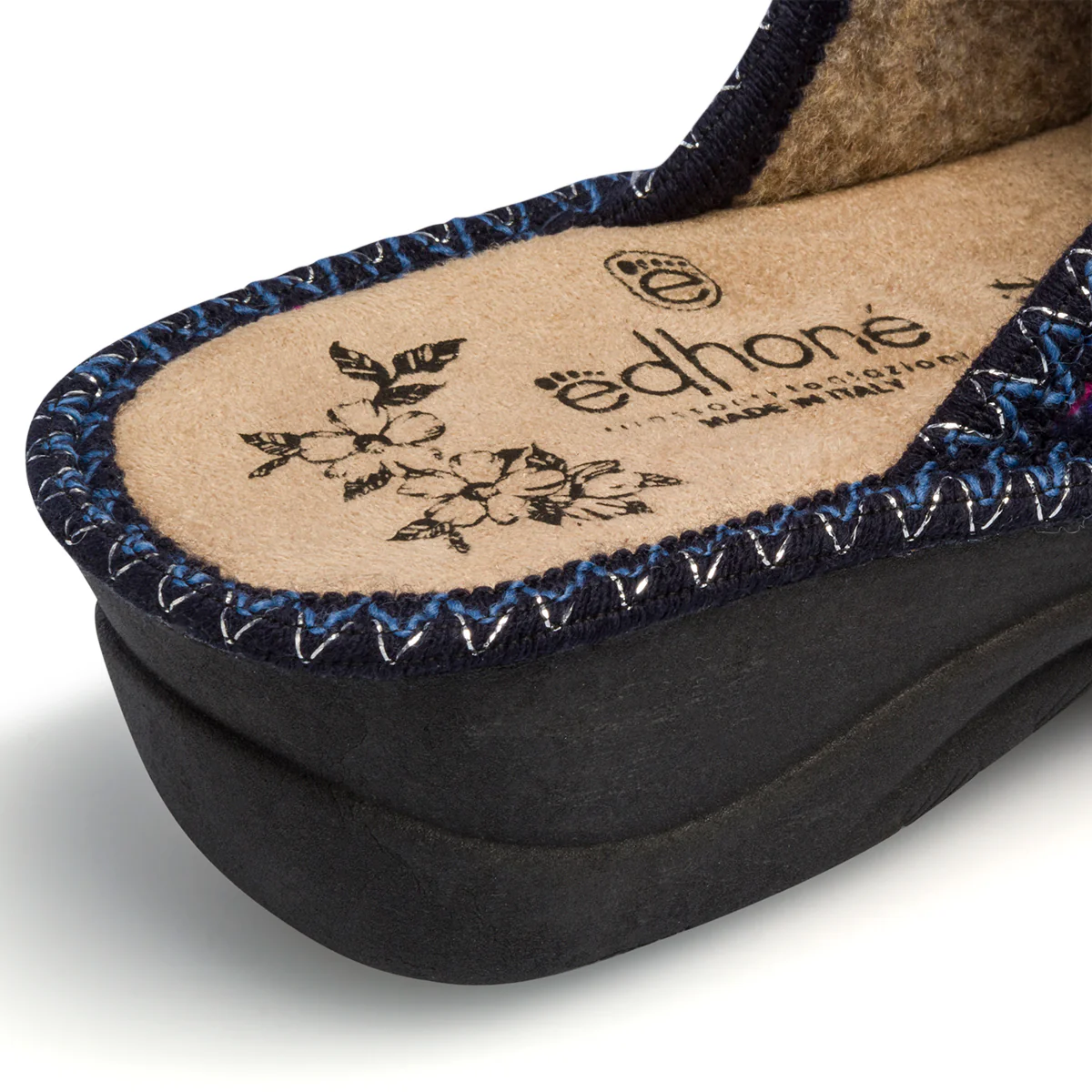 Pantofole blu da donna con stampa a contrasto Edhonè - Image 6