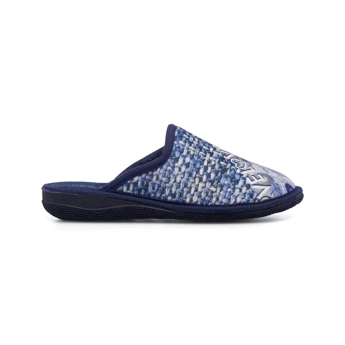 Pantofole blu da donna in tessuto con stampa "Love" Italia Trend