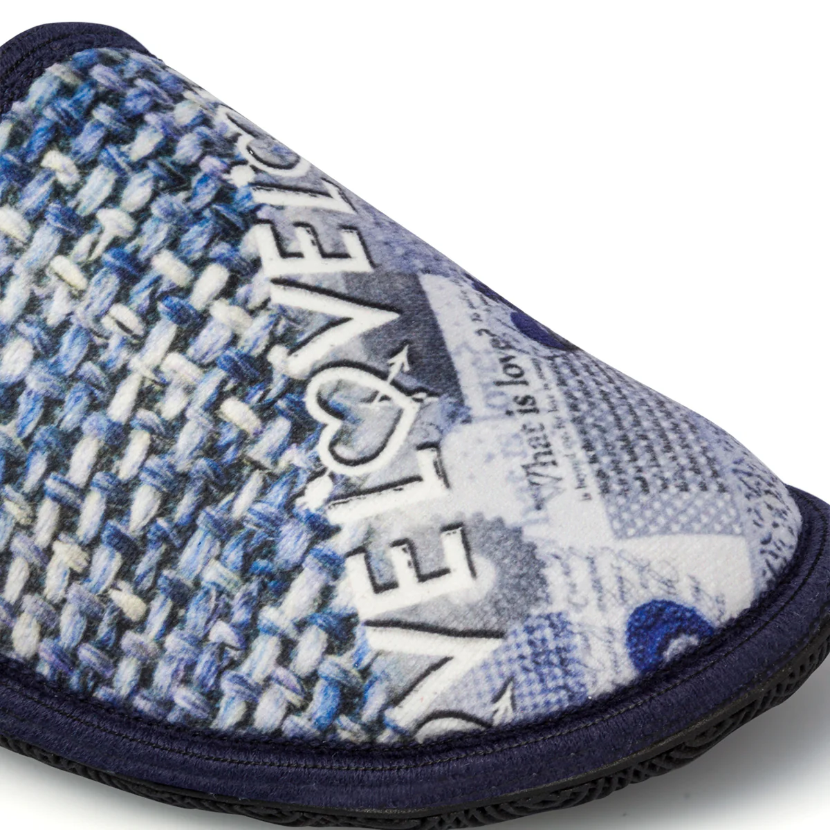 Pantofole blu da donna in tessuto con stampa "Love" Italia Trend - Image 5