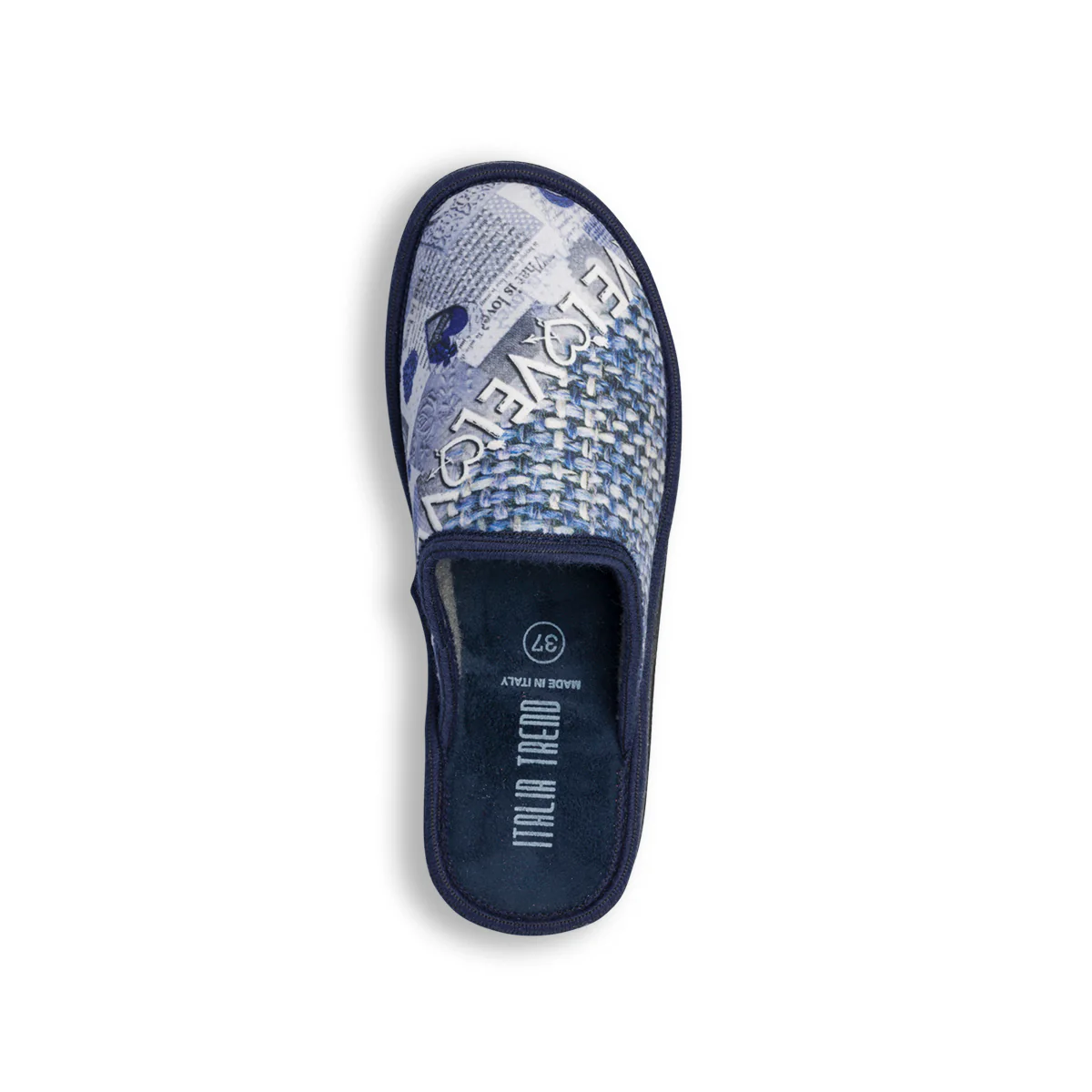 Pantofole blu da donna in tessuto con stampa "Love" Italia Trend - Image 7