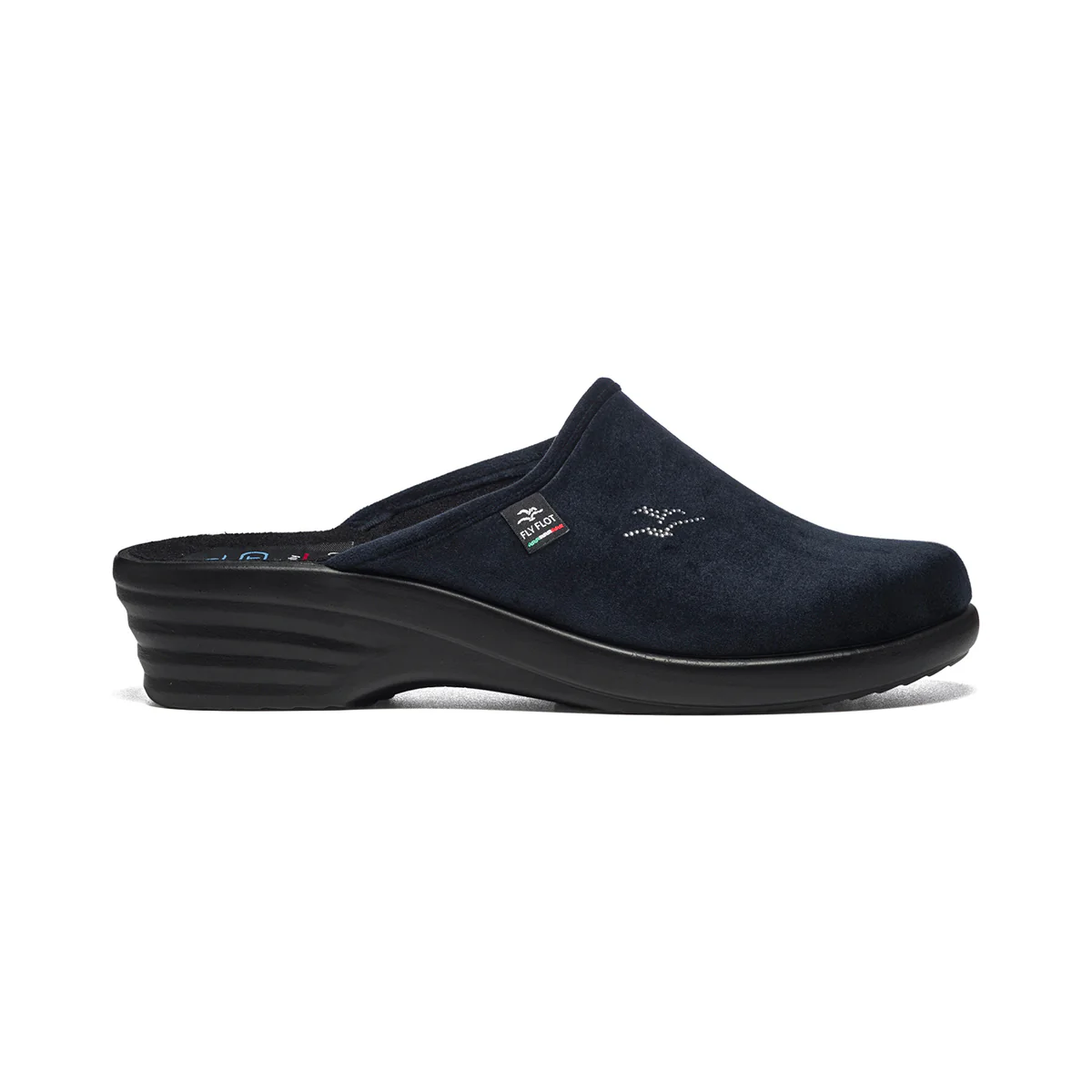 Pantofole blu in tessuto con profili tono su tono Fly Flot