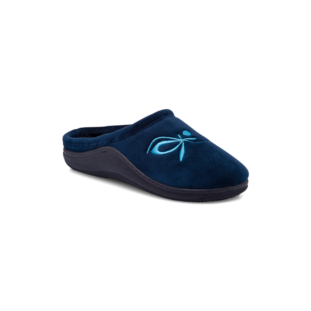 Pantofole blu in tessuto da donna con decorazione StilRosa - Image 2