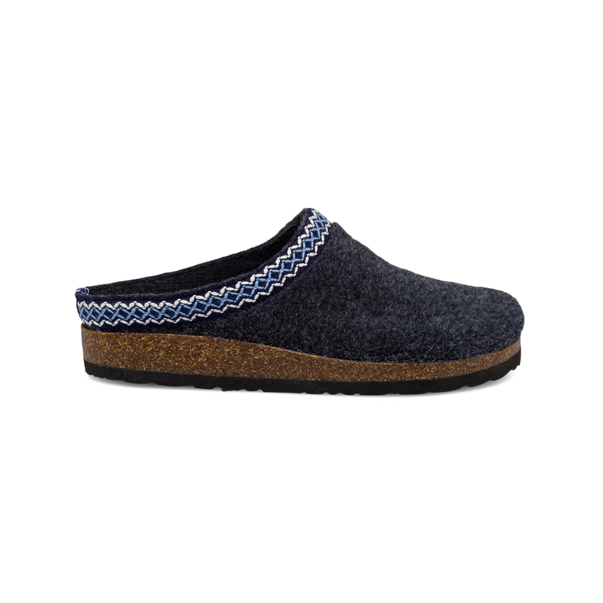 Pantofole blu in tessuto da donna con greca decorativa Tè Verde