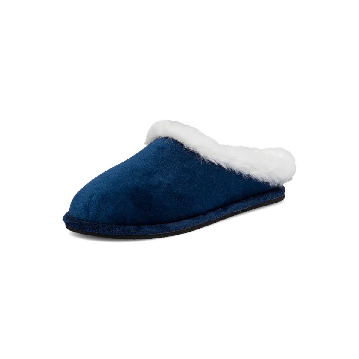 Pantofole blu in tessuto da donna con pelliccia sintetica StilRosa - Image 2