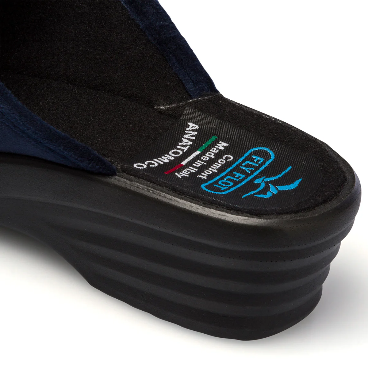 Pantofole blu in tessuto da donna con sottopiede anatomico Fly Flot - Image 12