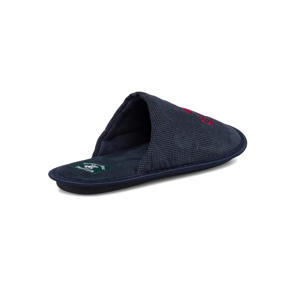 Pantofole blu in tessuto da uomo con logo rosso Polo Club - Image 3