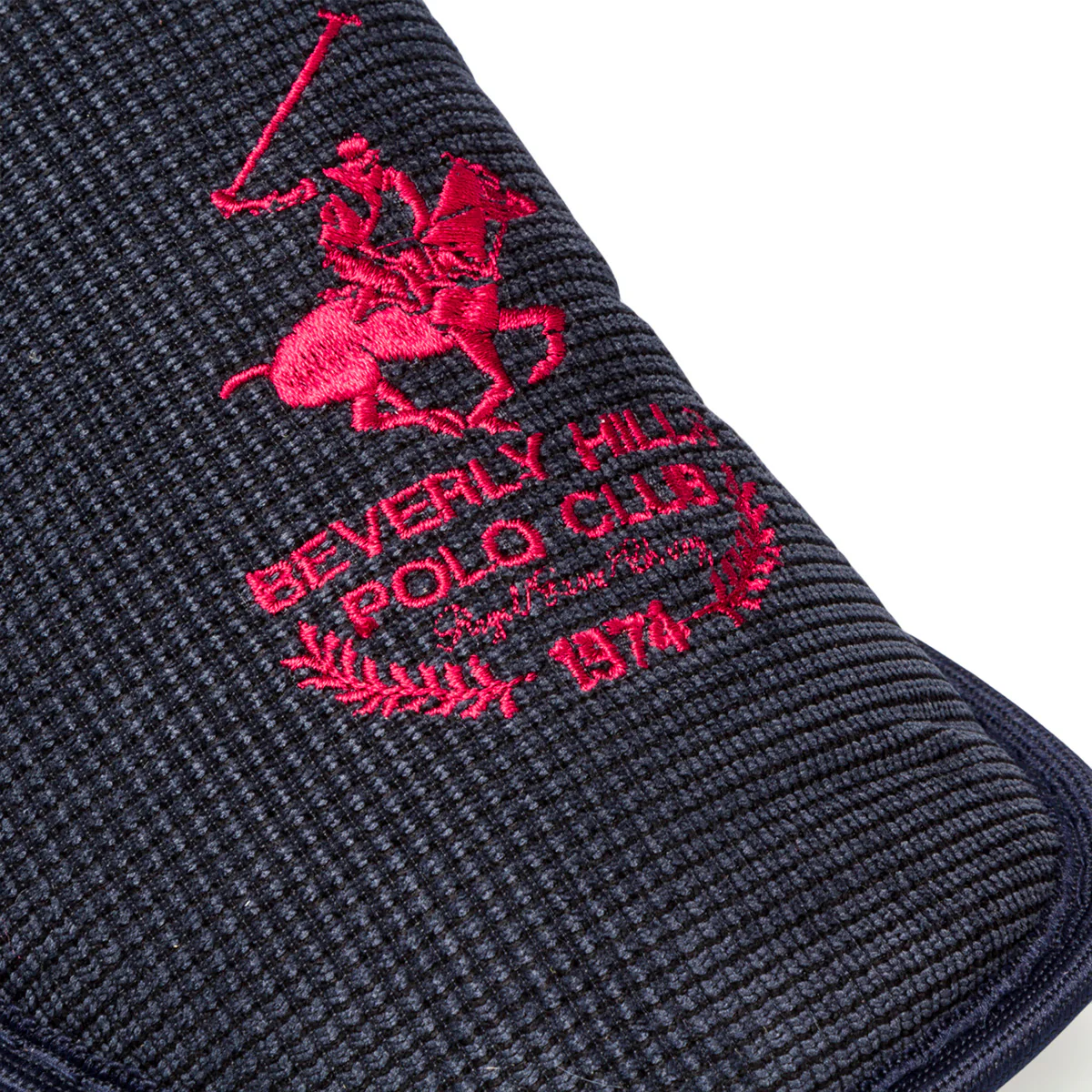 Pantofole blu in tessuto da uomo con logo rosso Polo Club - Image 5