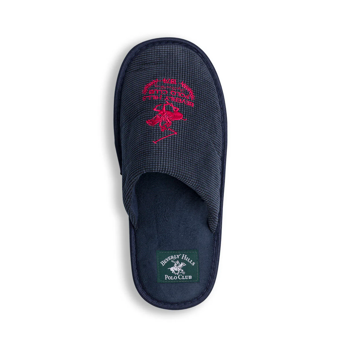 Pantofole blu in tessuto da uomo con logo rosso Polo Club - Image 7