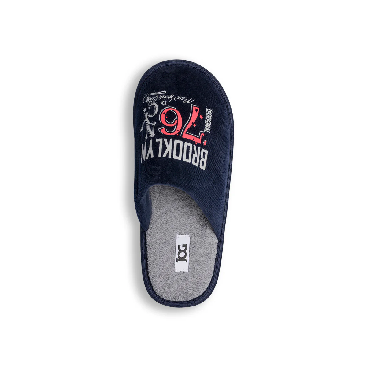 Pantofole blu in tessuto da uomo con stampa sul dorso Jog - Image 7