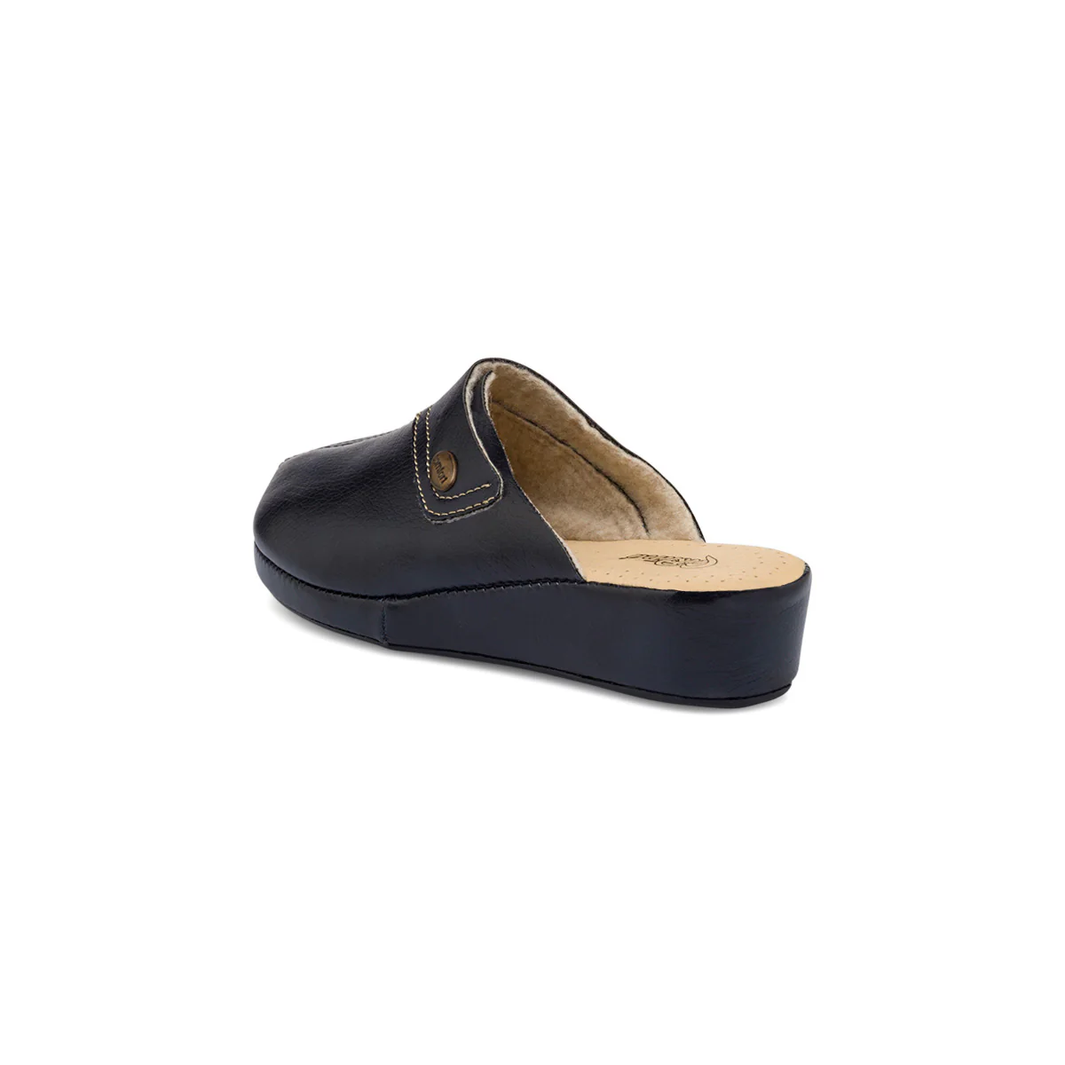 Pantofole blu scuro da donna con sottopiede in pelle StilRosa - Image 3
