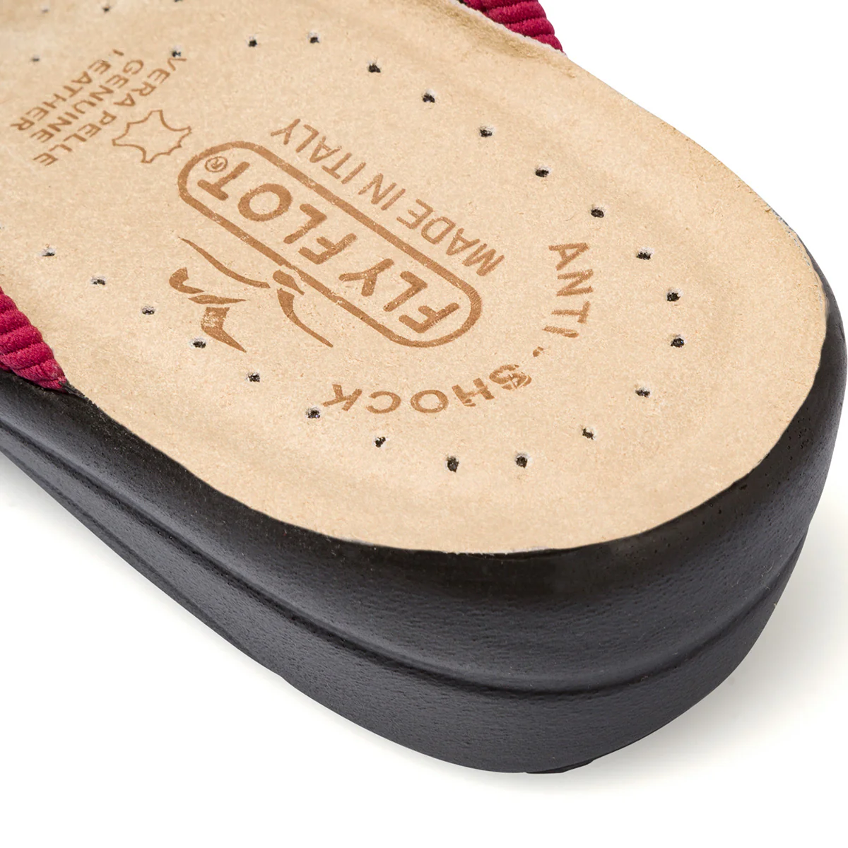 Pantofole bordeaux da donna con sottopiede anti-shock in pelle Fly Flot - Image 6