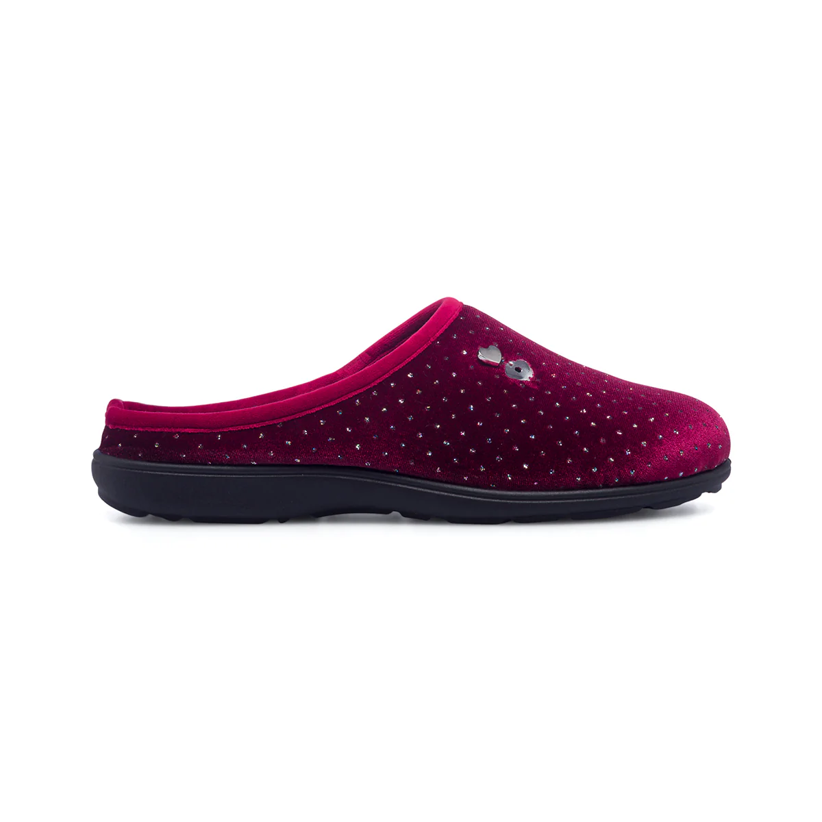Pantofole bordeaux da donna in tessuto con strass Italia Trend