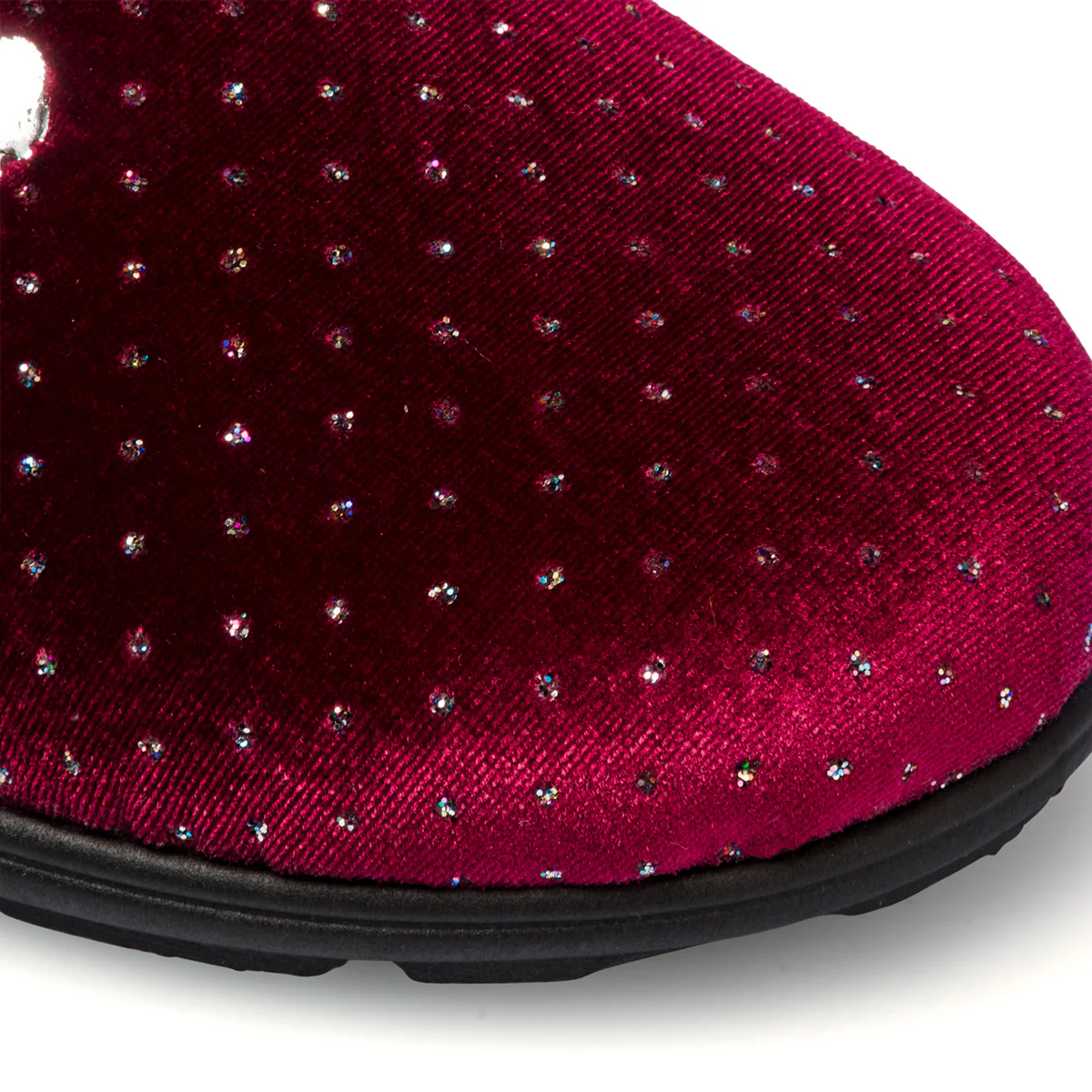 Pantofole bordeaux da donna in tessuto con strass Italia Trend - Image 5