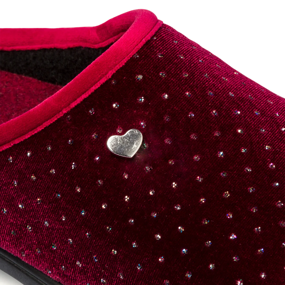 Pantofole bordeaux da donna in tessuto con strass Italia Trend - Image 6