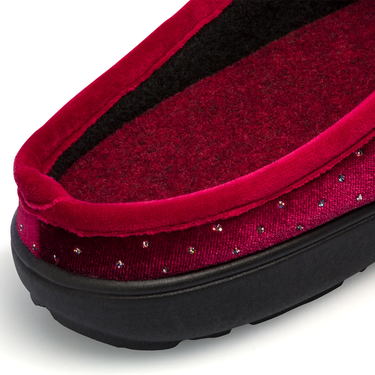 Pantofole bordeaux da donna in tessuto con strass Italia Trend - Image 7