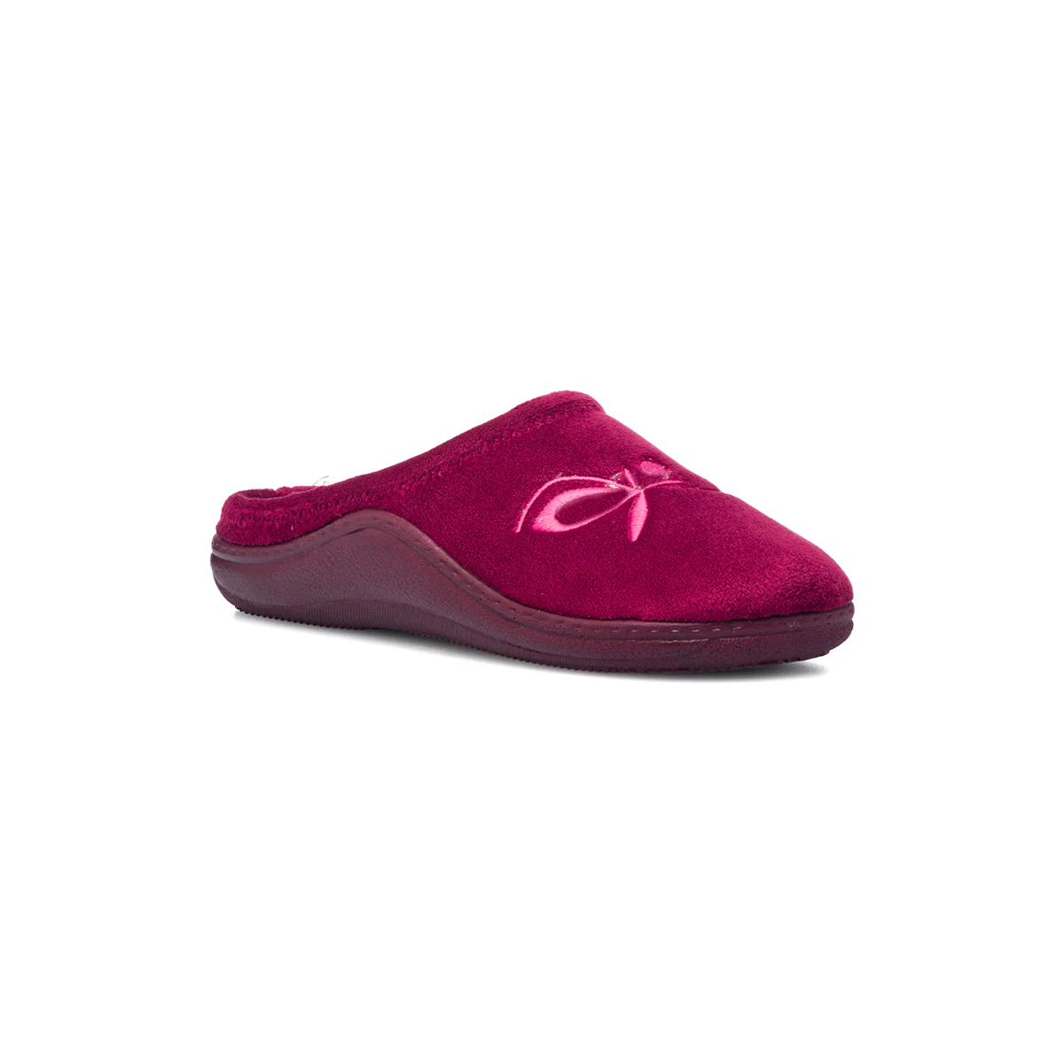 Pantofole bordeaux in tessuto con fiore ricamato Forzasette - Image 2
