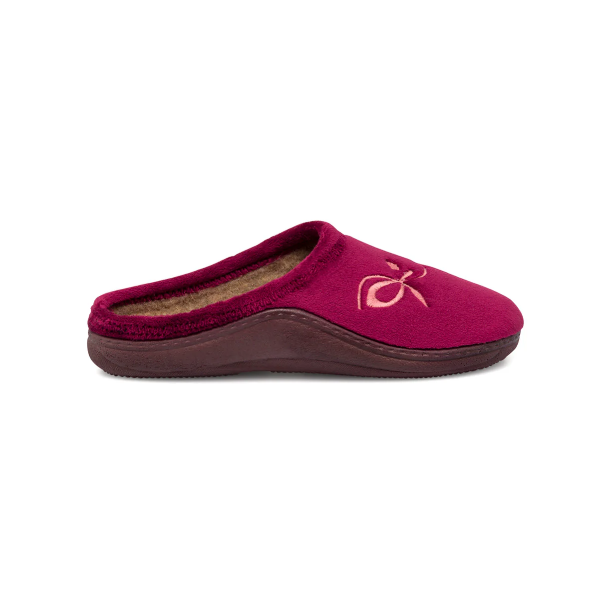 Pantofole bordeaux in tessuto da donna con decorazione StilRosa