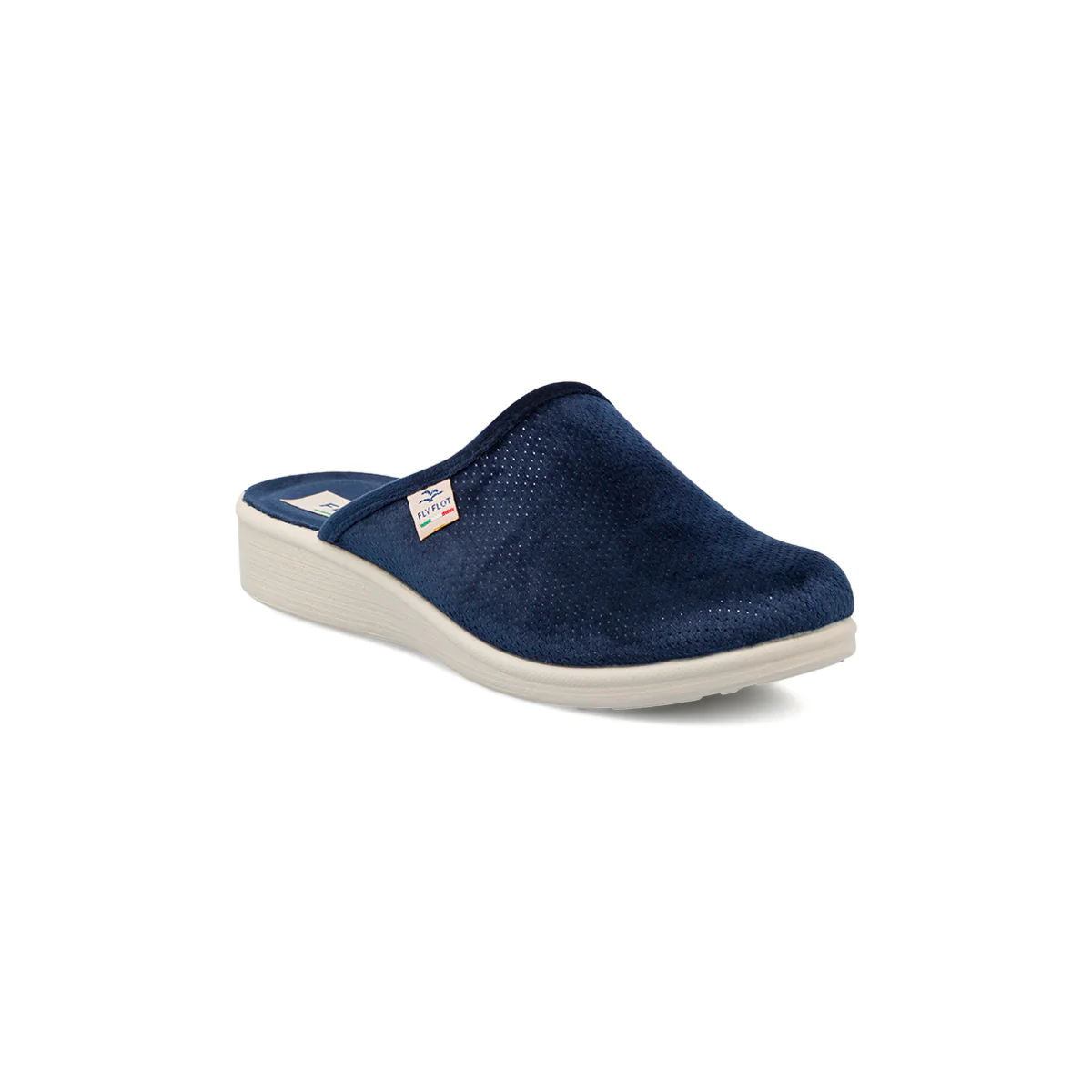 Pantofole calde da donna Fly Flot blu effetto velluto con glitter - Image 2