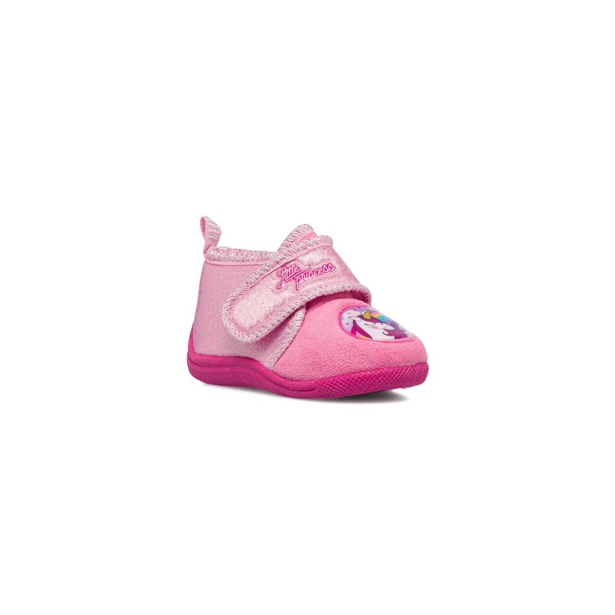 Pantofole da bambina rosa con patch unicorno e glitter - Image 6