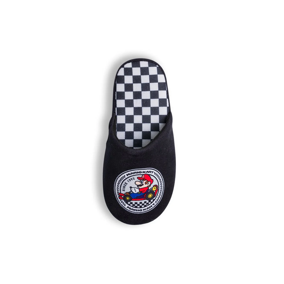 Pantofole da ragazzo nere e bianche con logo Mario Kart