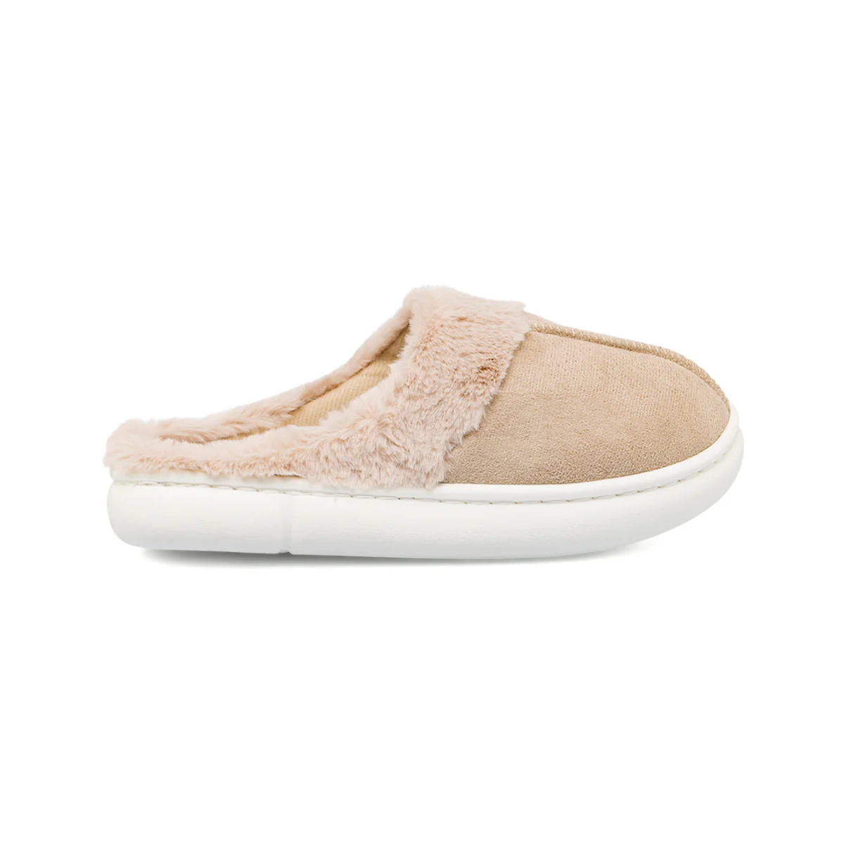 Pantofole da donna beige Jog con pelliccia sintetica e suola paltform