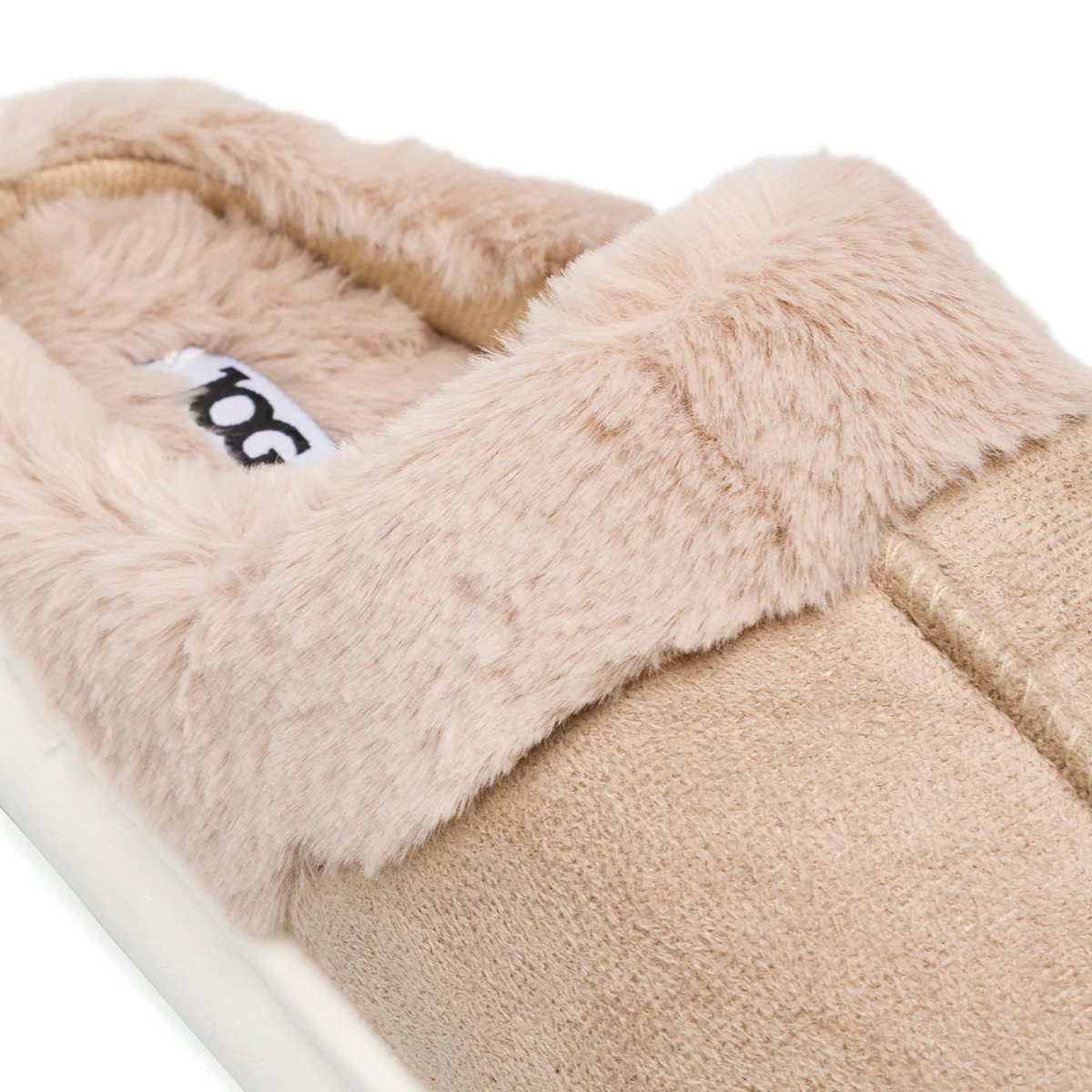 Pantofole da donna beige Jog con pelliccia sintetica e suola paltform - Image 5