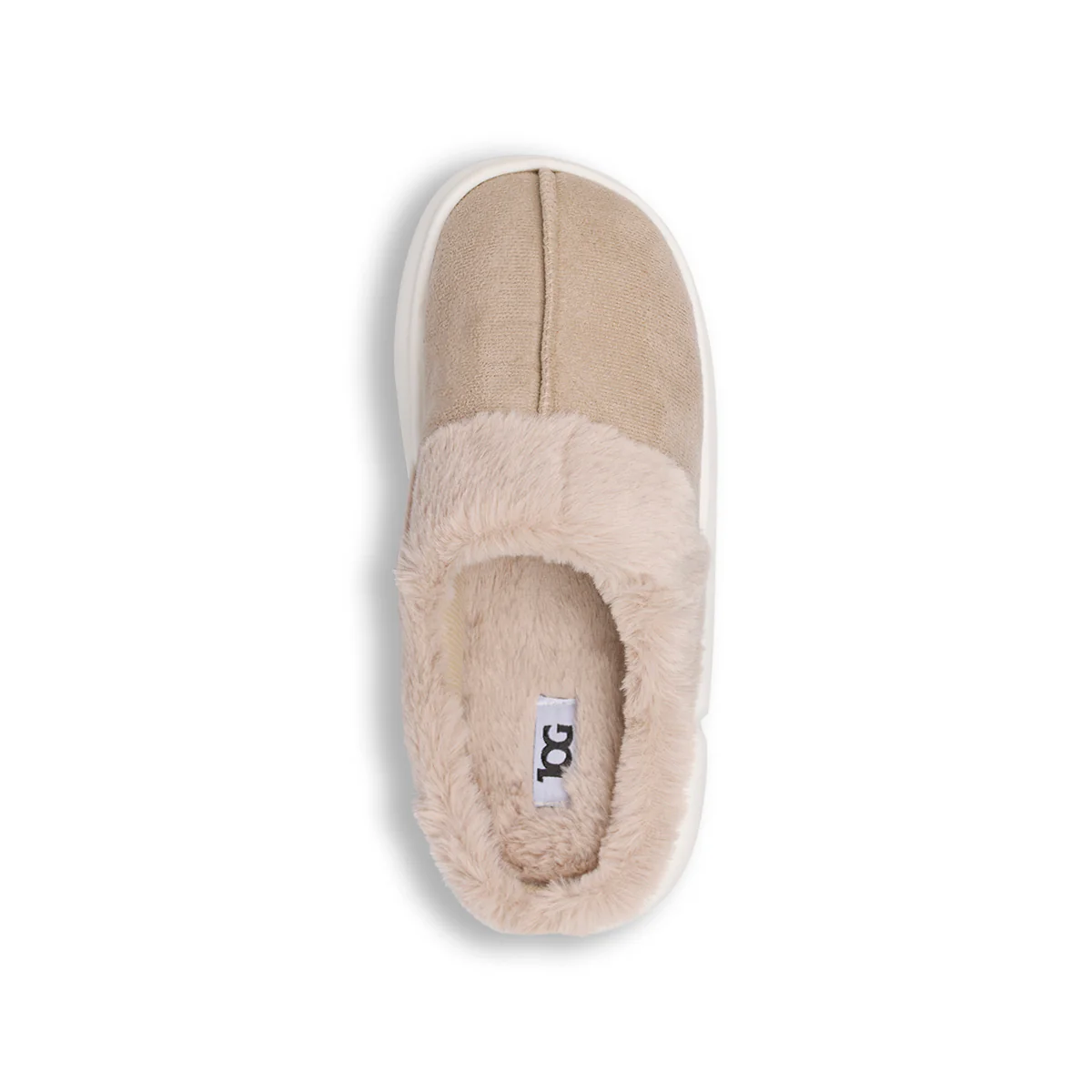Pantofole da donna beige Jog con pelliccia sintetica e suola paltform - Image 6