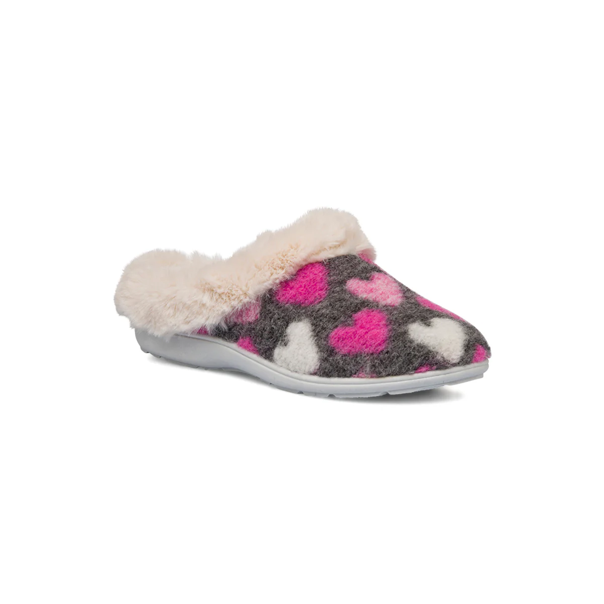 Pantofole da donna bianche e grigie con cuori Italia Trend