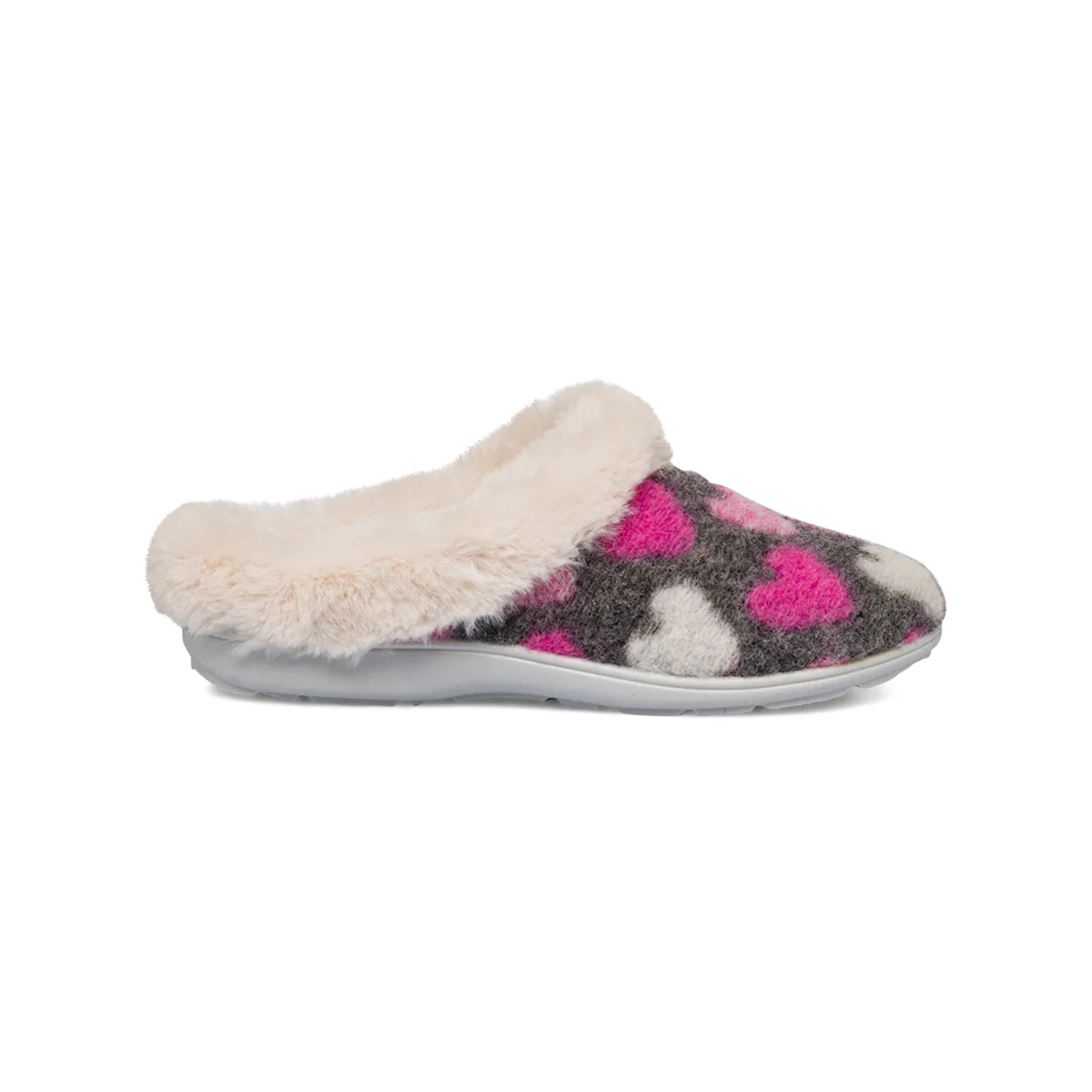 Pantofole da donna bianche e grigie con cuori Italia Trend - Image 2